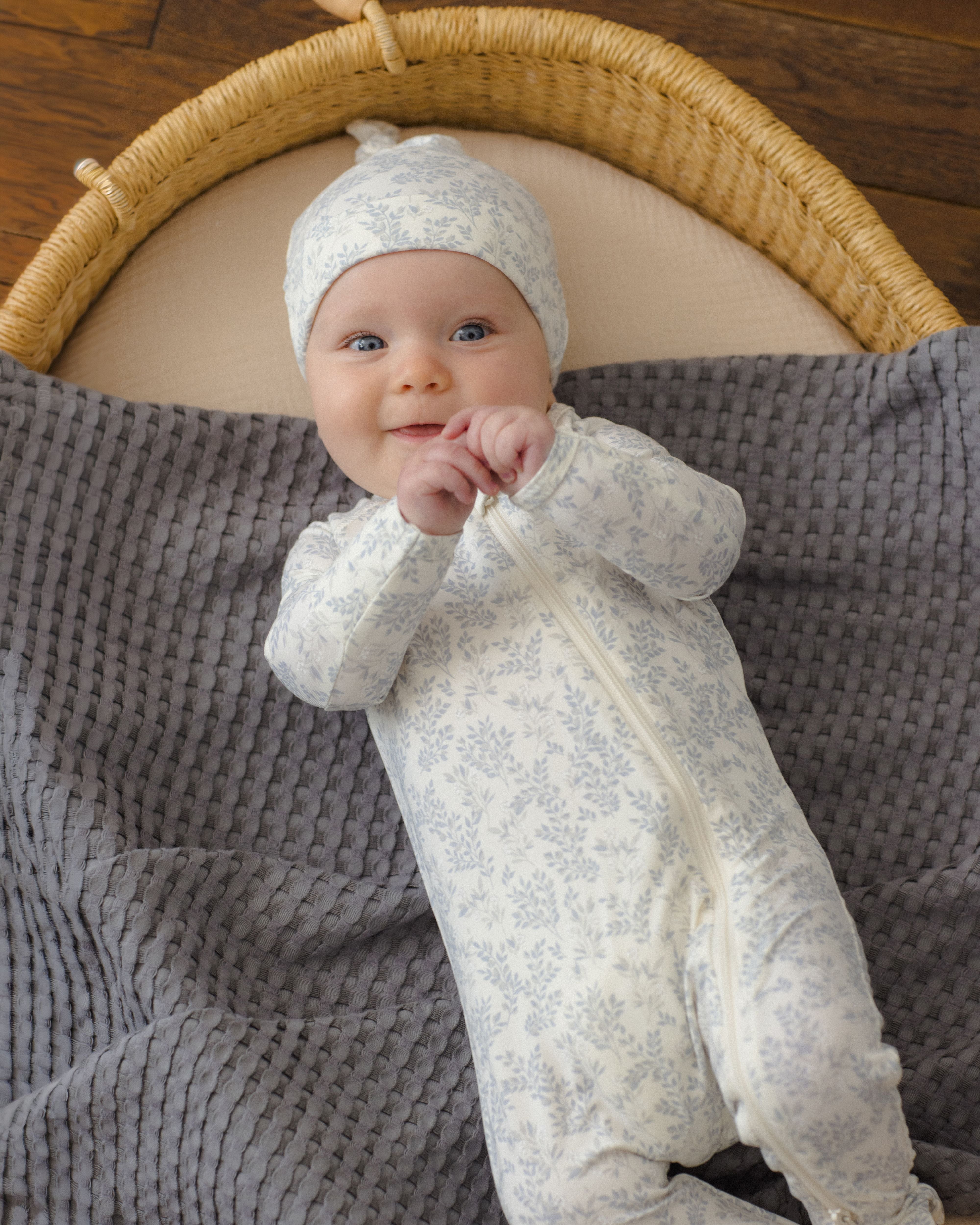 Bamboo Zip Footie Cloud Floral - Ivory