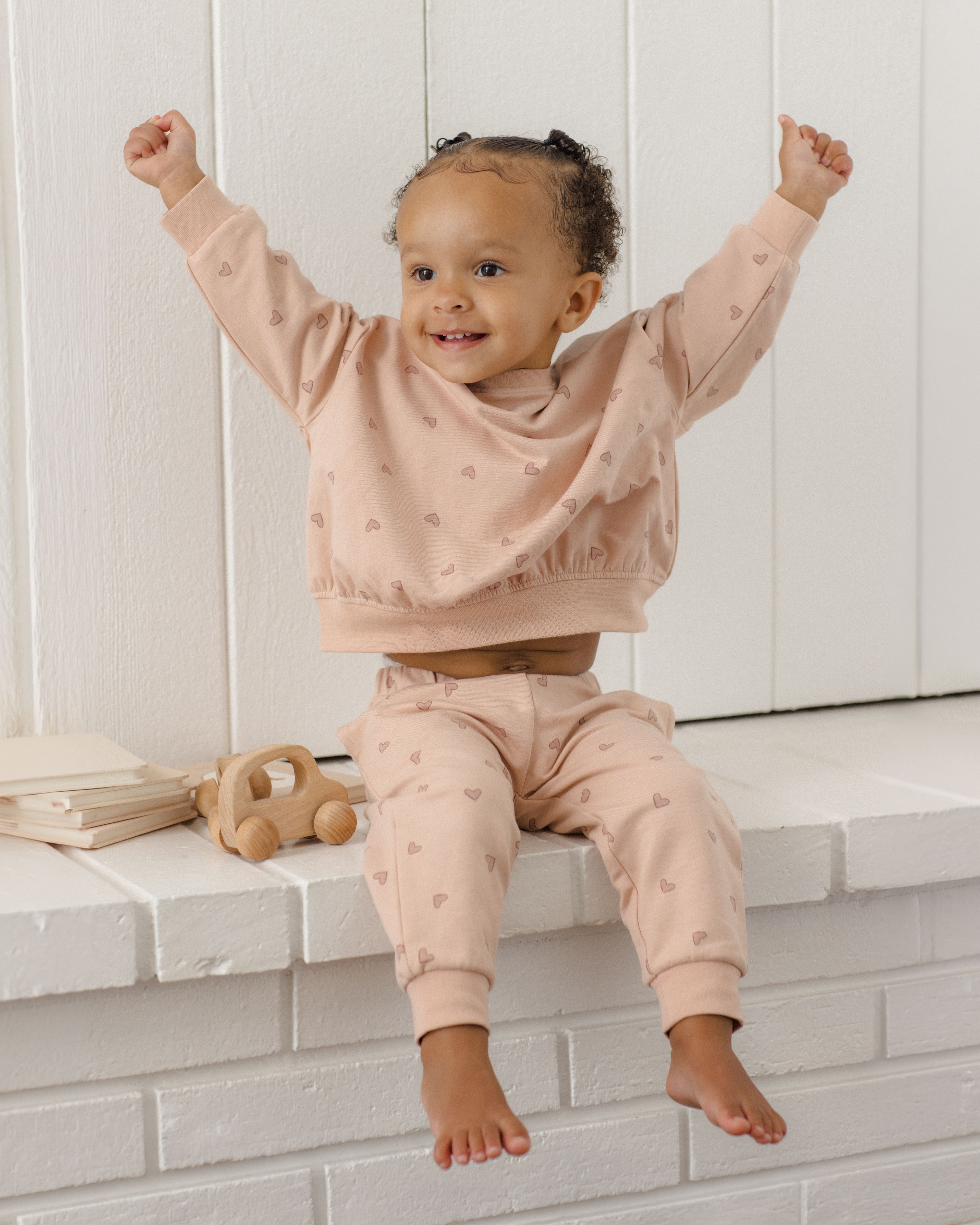 Relaxed Sweatpant Hearts - Dusty Rose