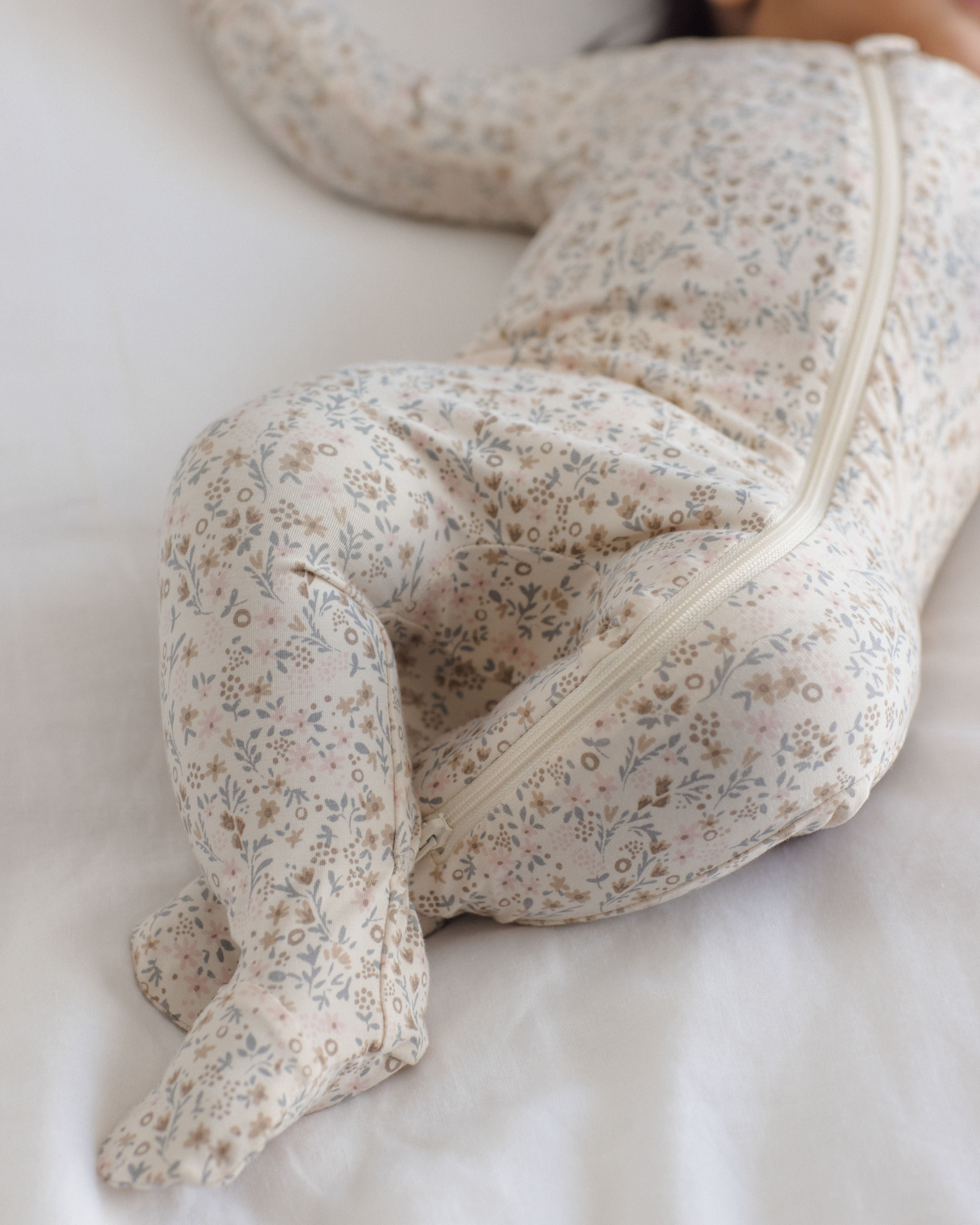 Bamboo Zip Footie Bloom - Natural