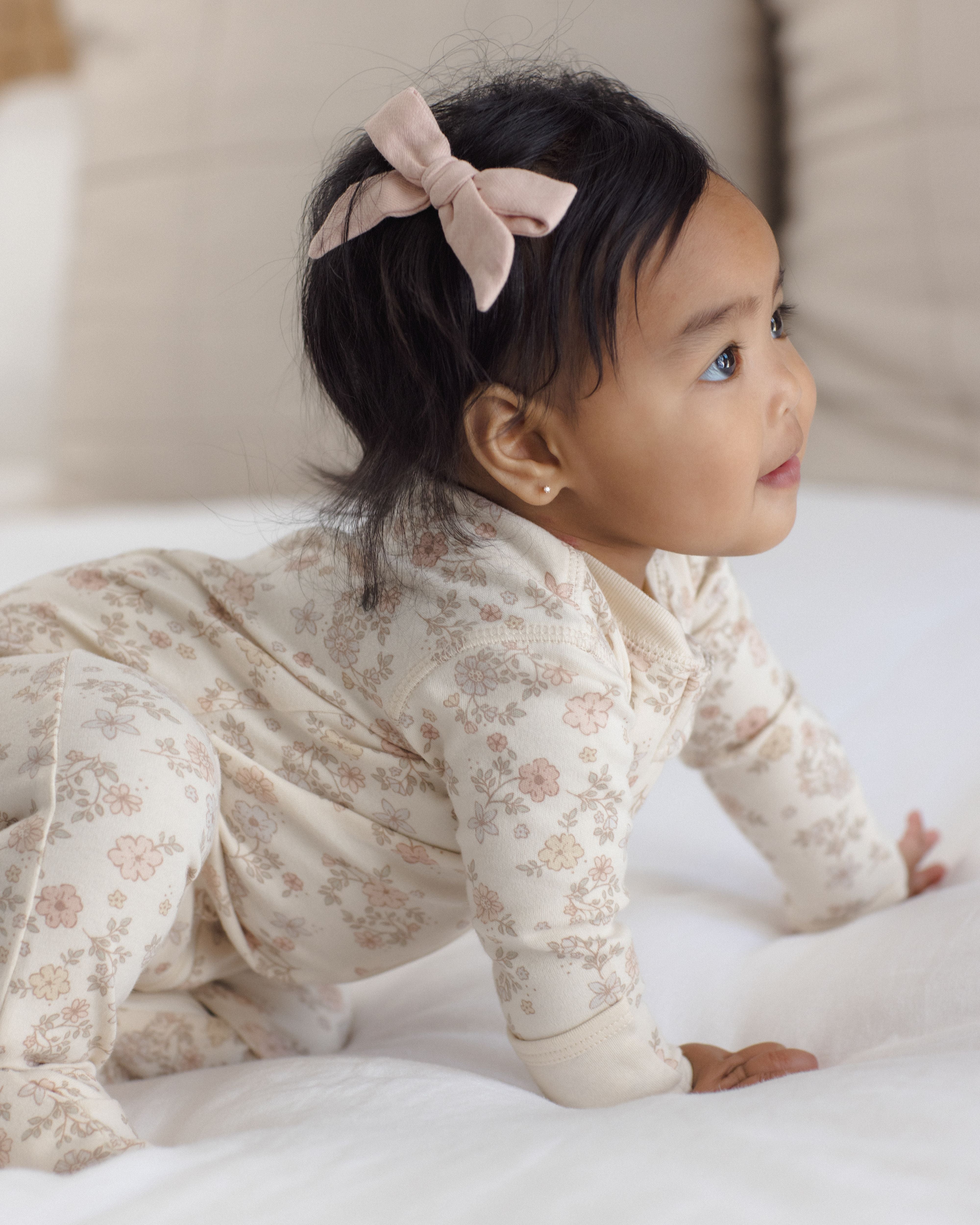 Zip Long Sleeve Sleeper Footie Floral Vine - Natural