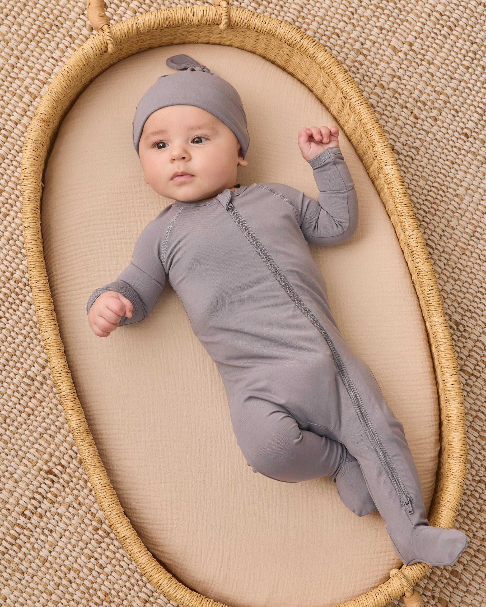 Bamboo Zip Footie - Slate