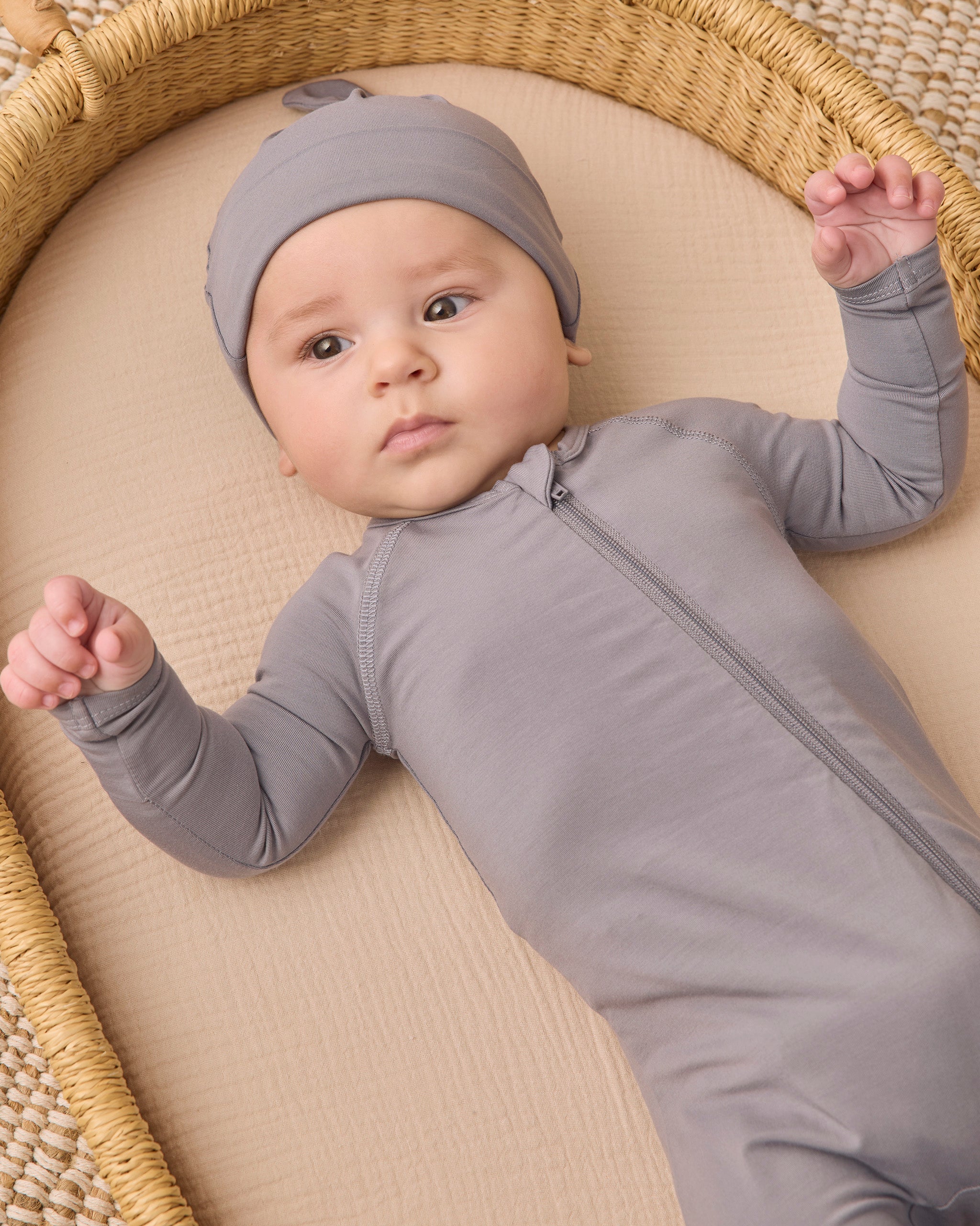 Bamboo Zip Footie - Slate