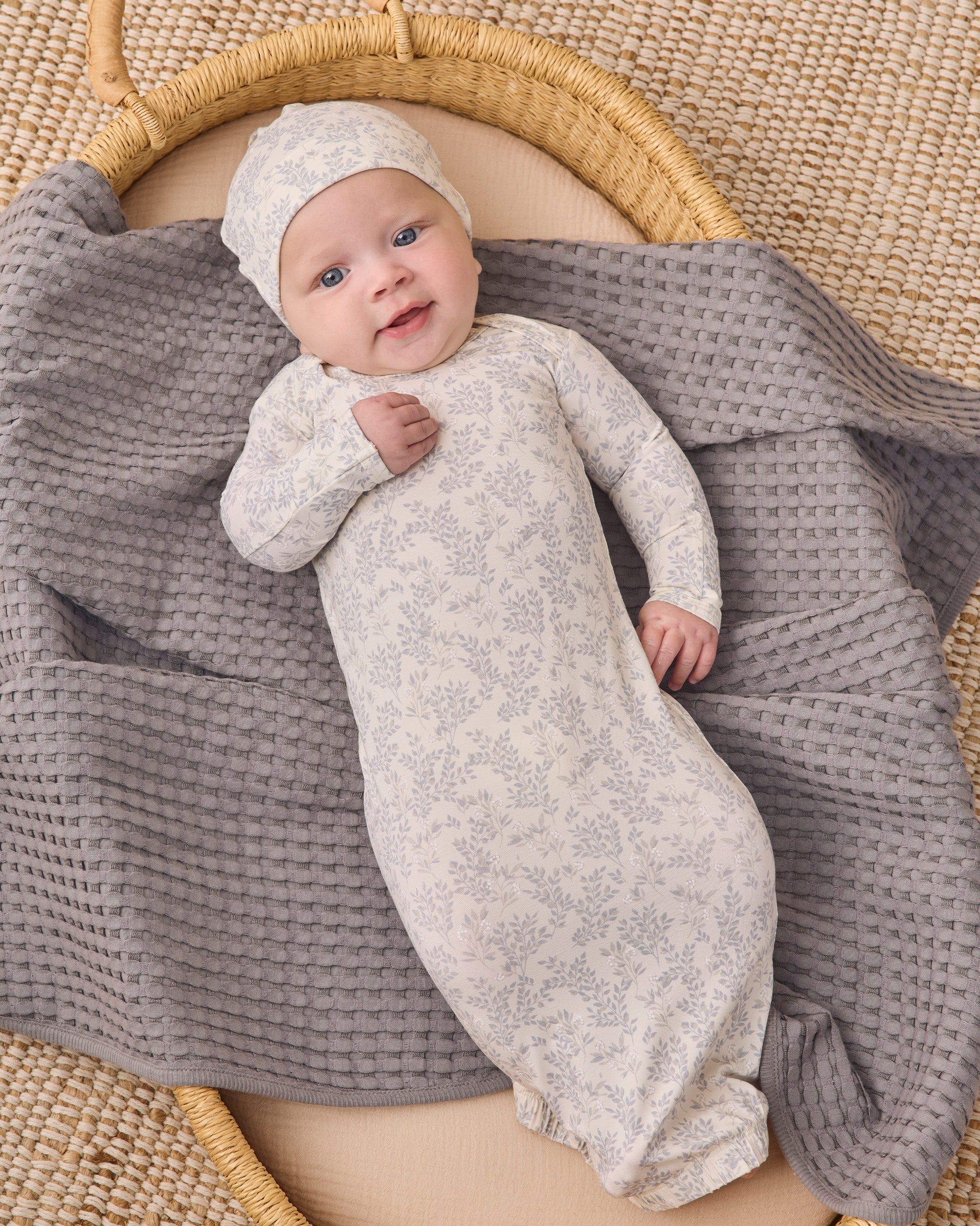 Bamboo Baby Gown + Hat Set Cloud Floral - Ivory
