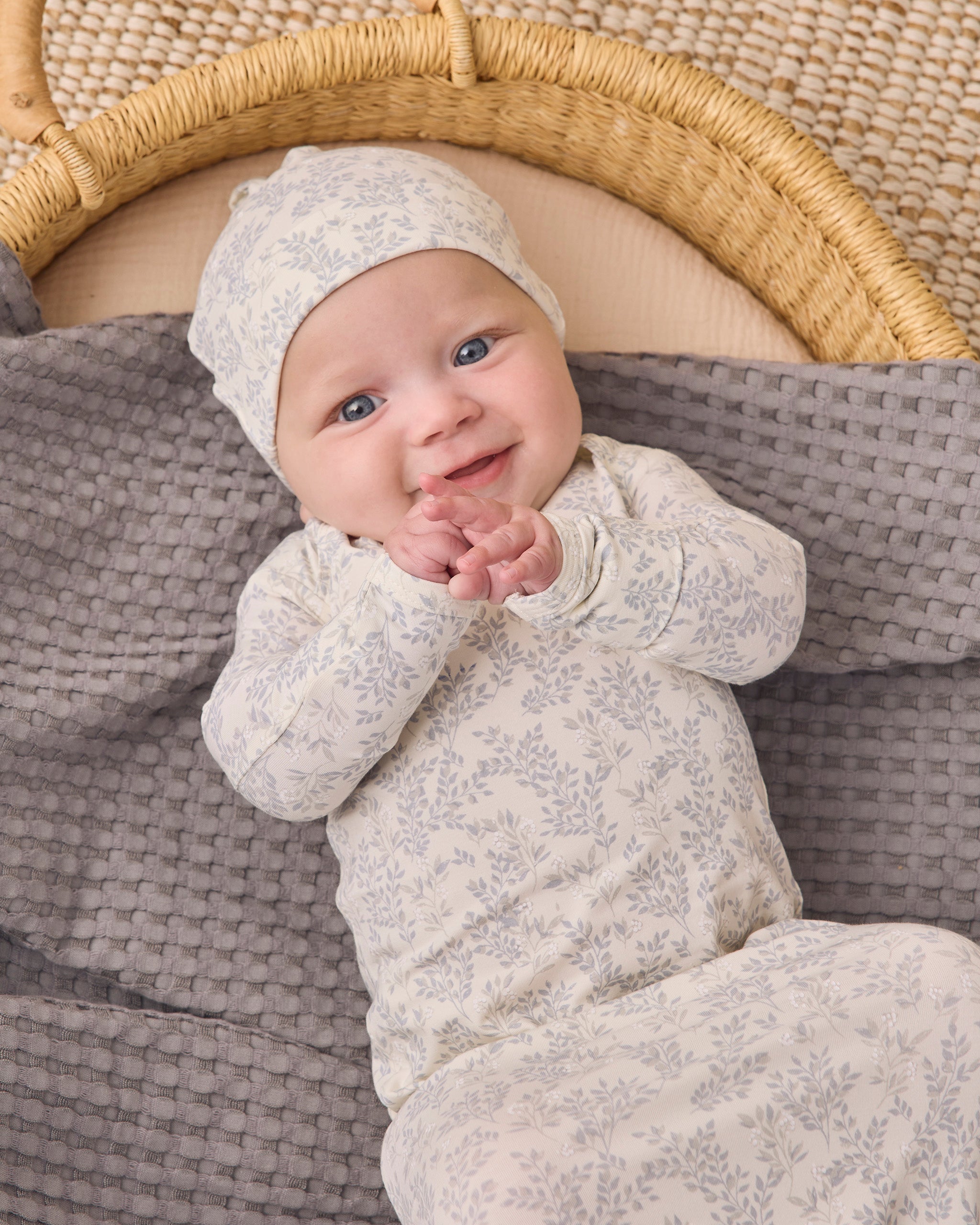 Bamboo Baby Gown + Hat Set Cloud Floral - Ivory