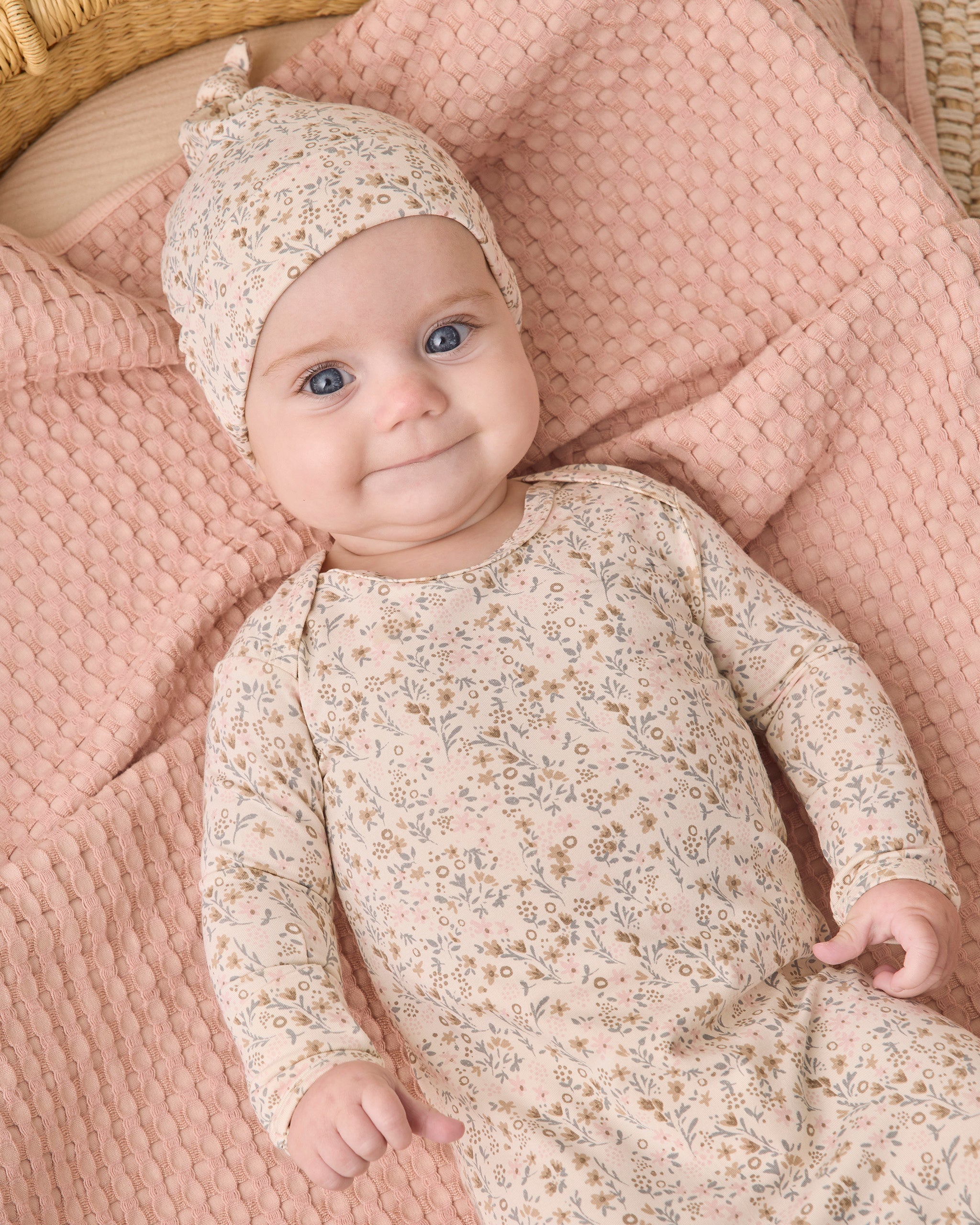 Bamboo Baby Gown + Hat Set Bloom - Natural