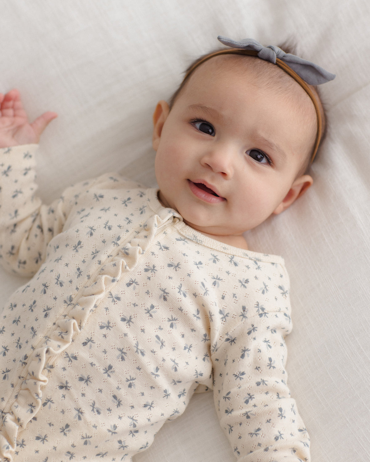Ruffle Jumpsuit - Blue Ditsy Natural