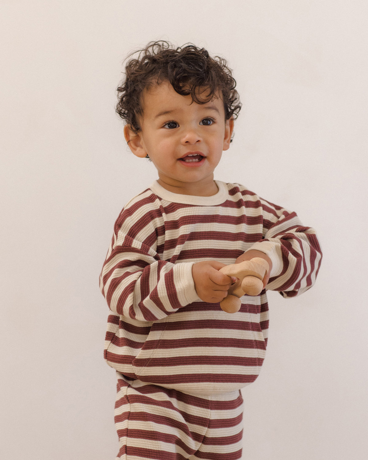 Waffle Slouch Set - Black Cherry Stripe