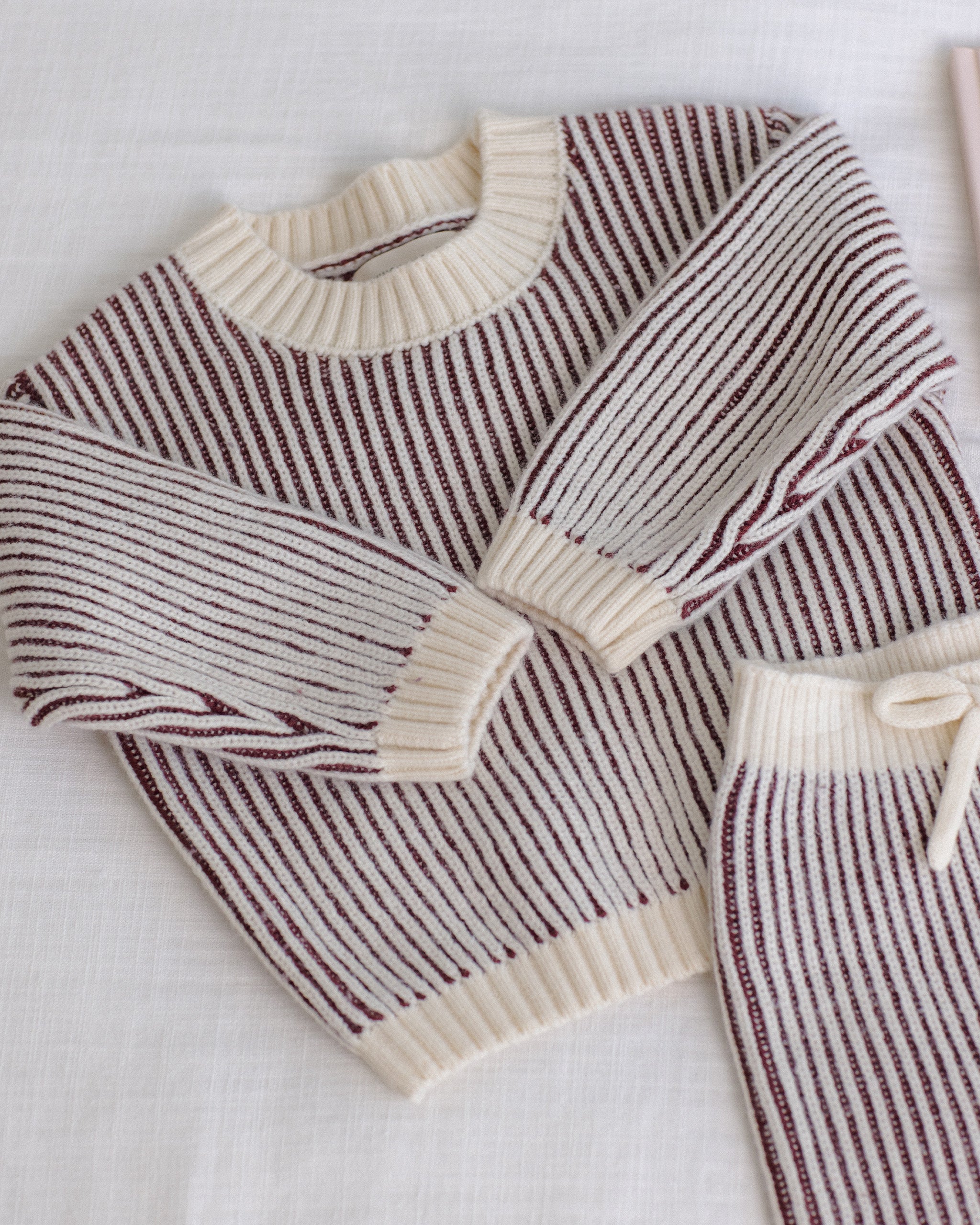 Relaxed Knit Sweater - Black Cherry Stripe