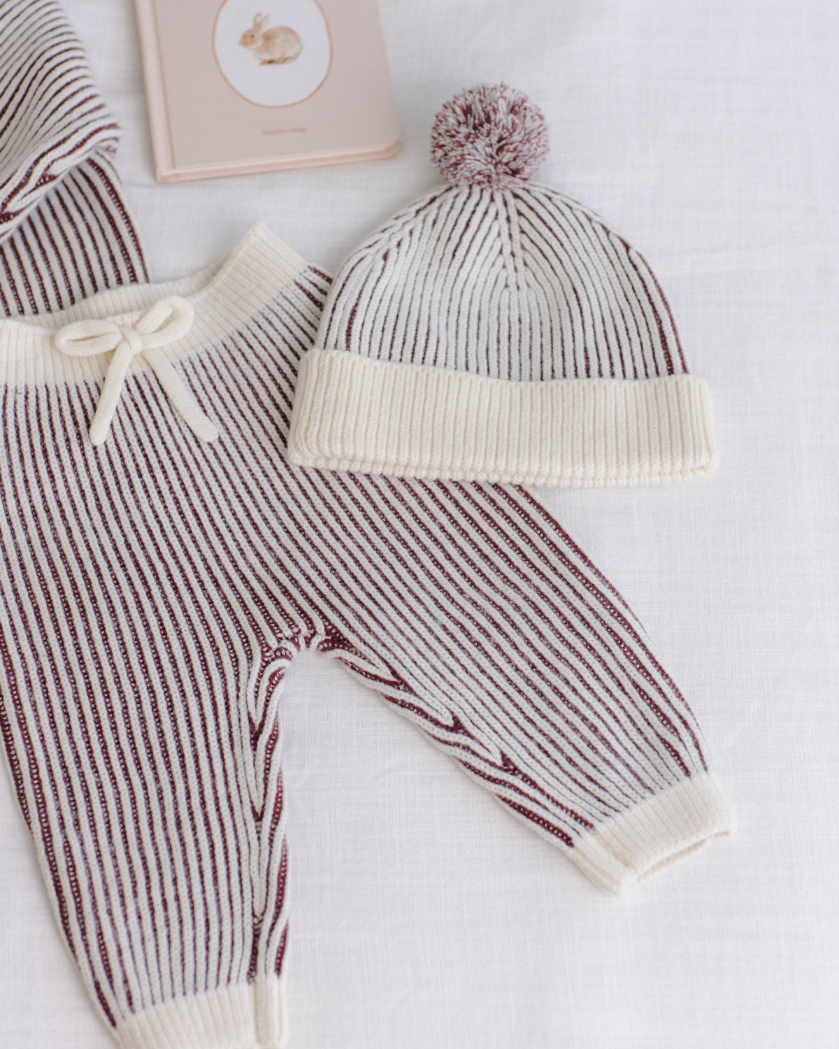 Chunky Knit Pant - Black Cherry Stripe