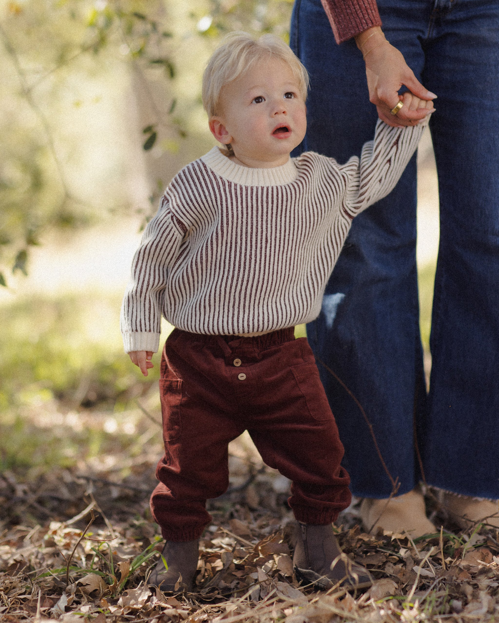 Relaxed Knit Sweater - Black Cherry Stripe