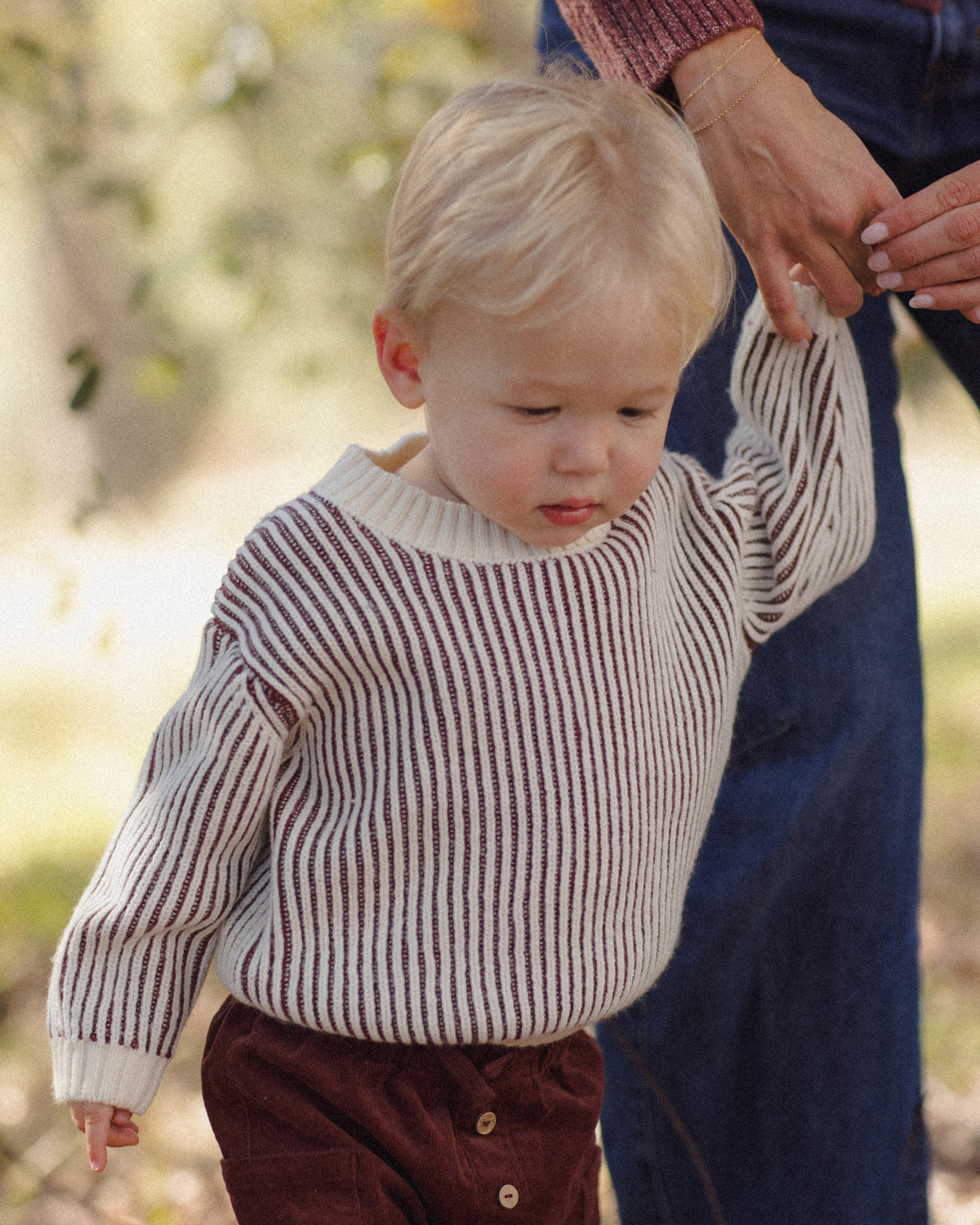 Relaxed Knit Sweater - Black Cherry Stripe