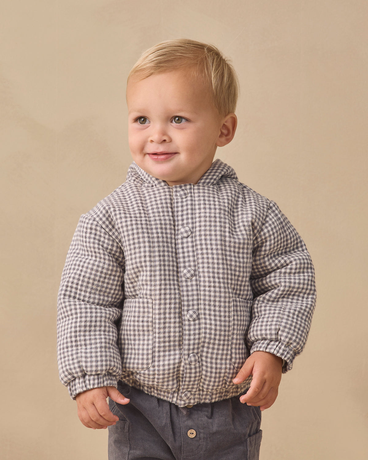 Hooded Woven Jacket - Midnight Gingham