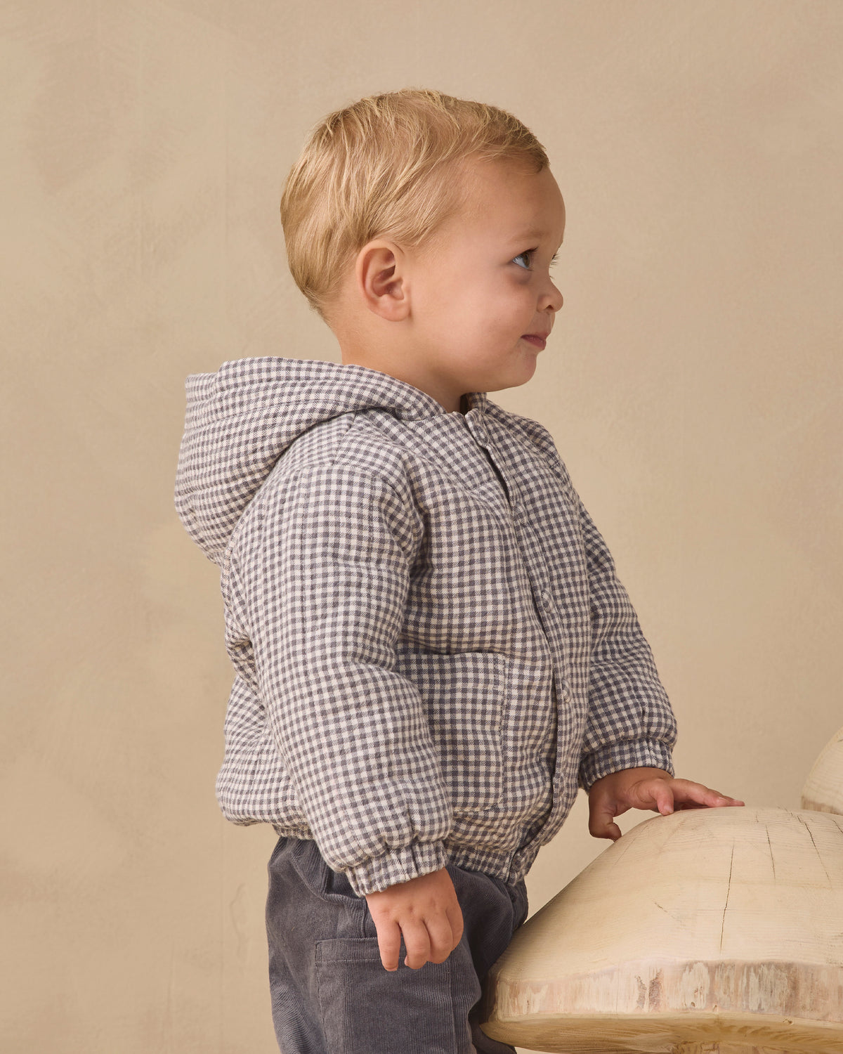 Hooded Woven Jacket - Midnight Gingham