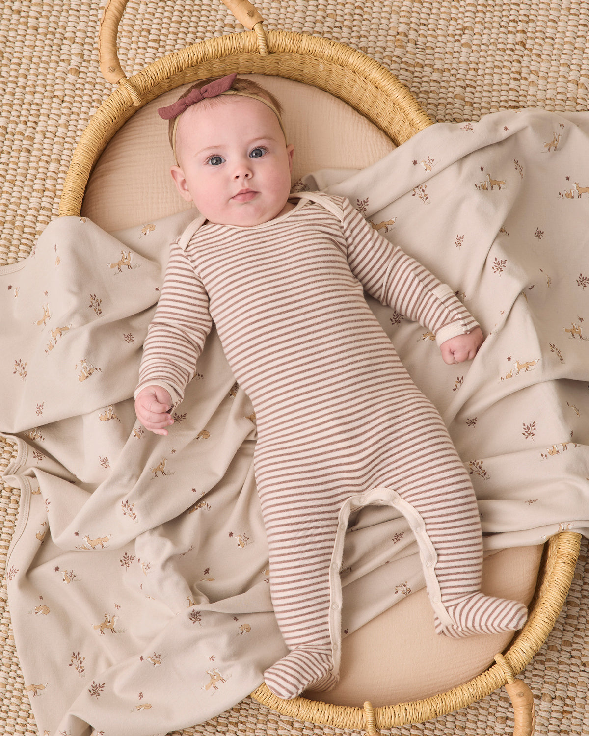 Baby Footie - Cocoa Microstripe