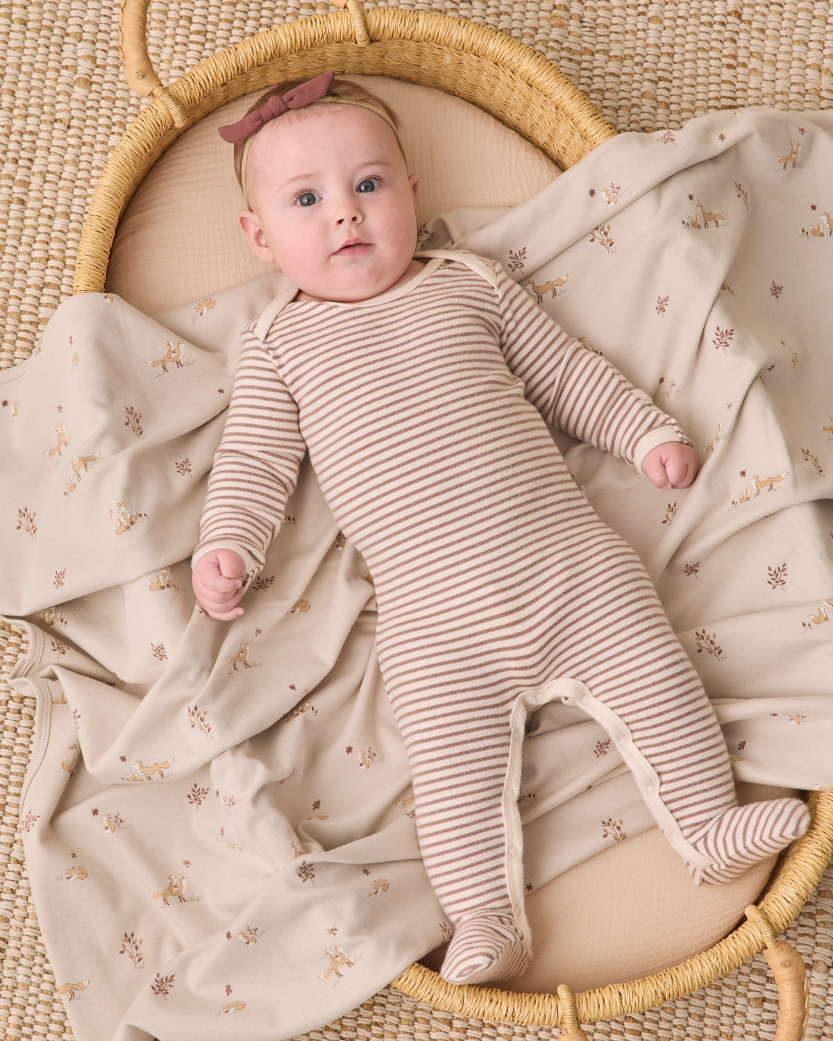 Baby Footie - Cocoa Microstripe