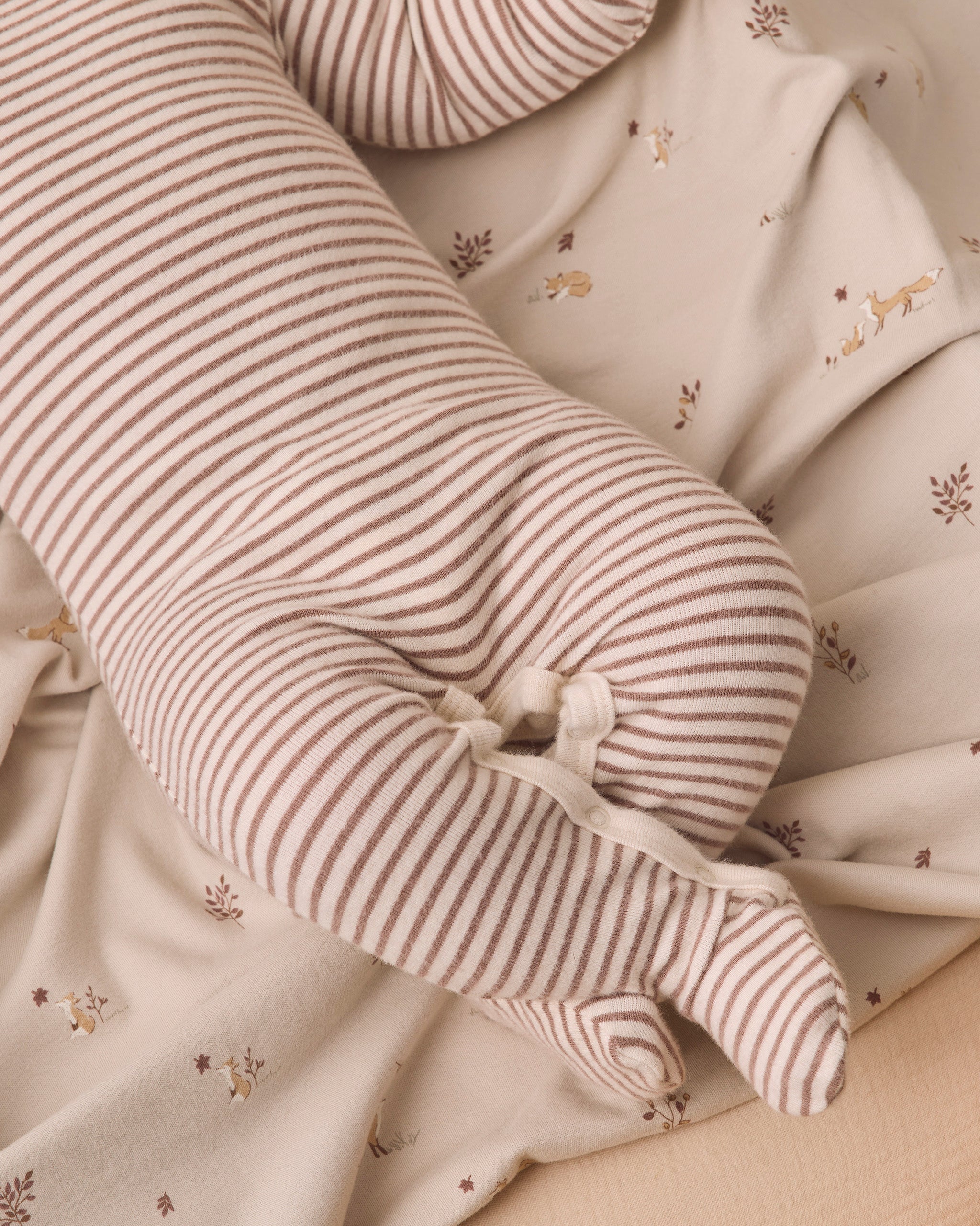 Baby Footie - Cocoa Microstripe