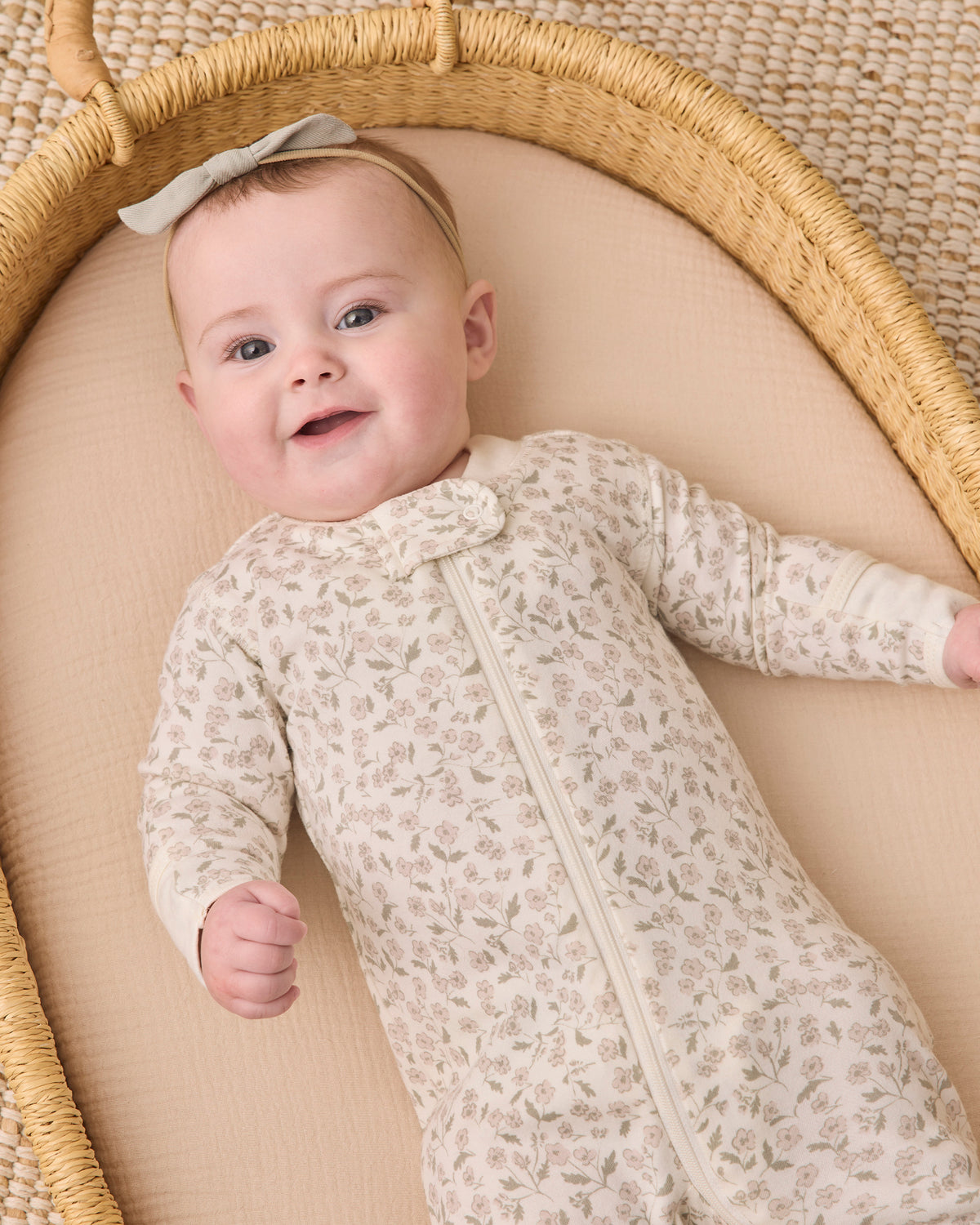 Zip Long Sleeve Sleeper Footie - Floret Ivory