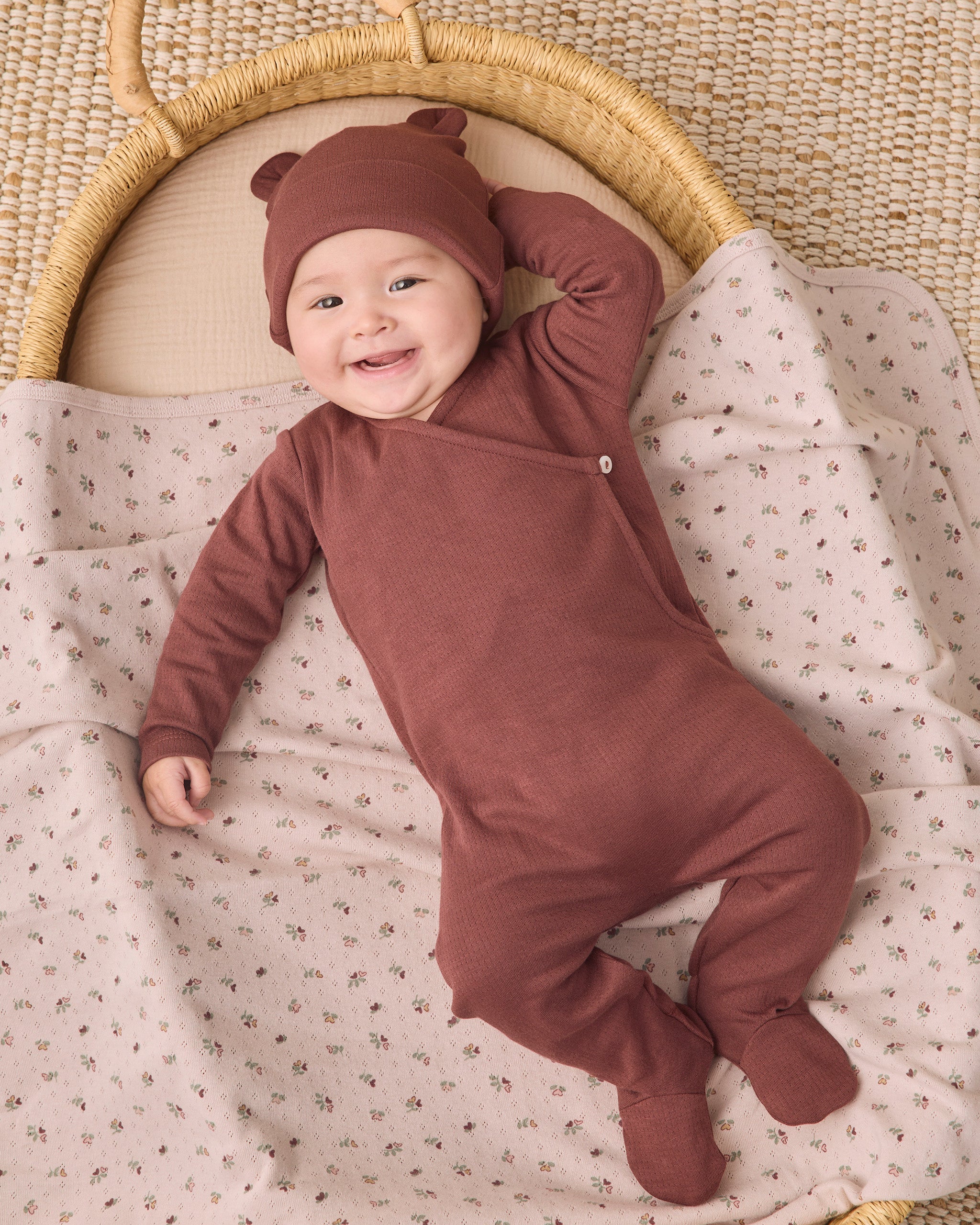 Pointelle Wrap Footie - Black Cherry