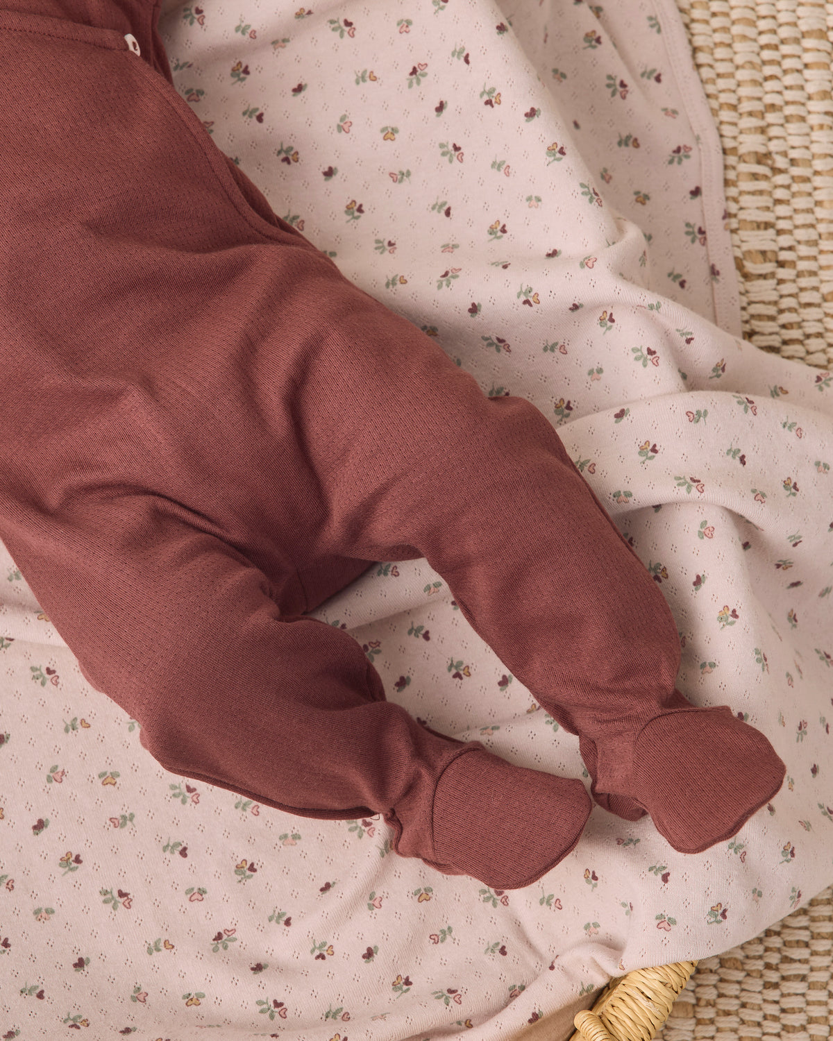 Pointelle Wrap Footie - Black Cherry