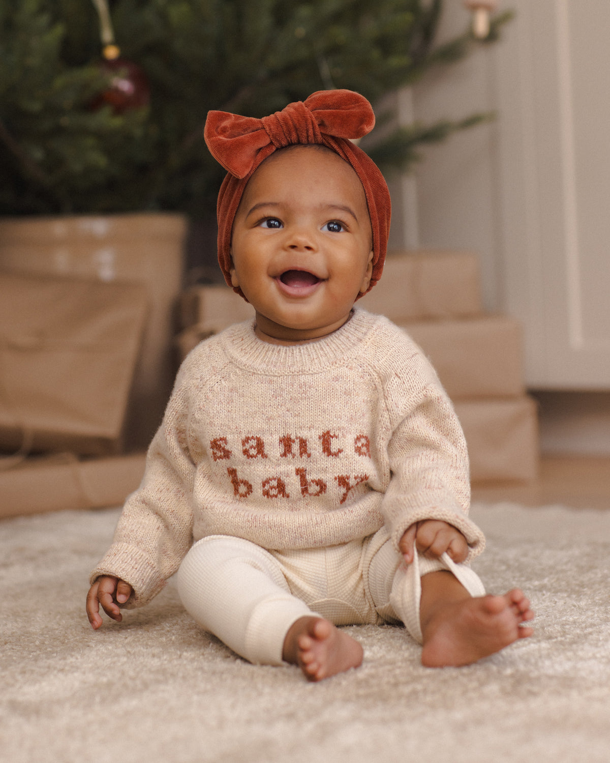 Knit Sweater Santa Baby - Natural