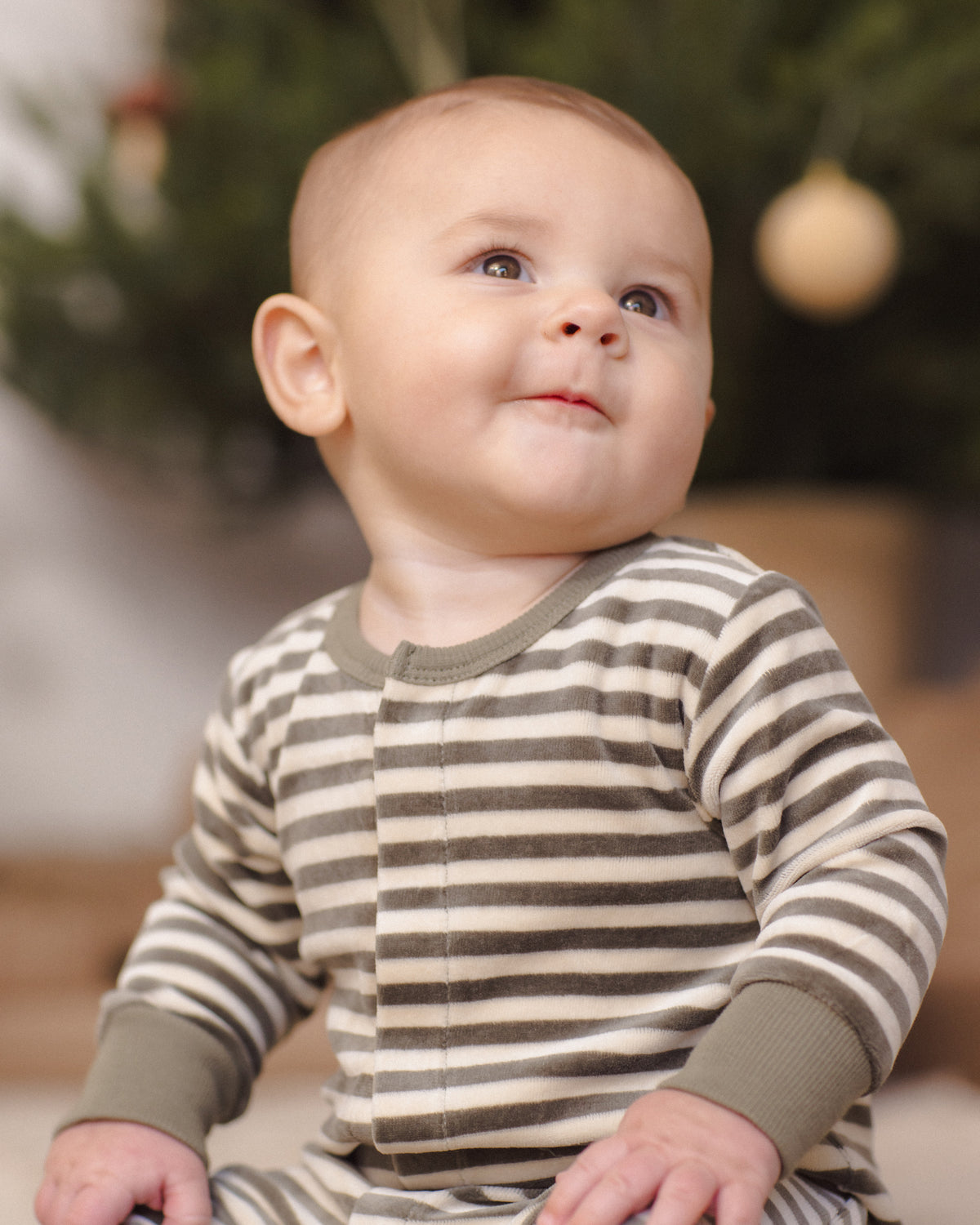 Hidden Snap Footie - Spruce Stripe