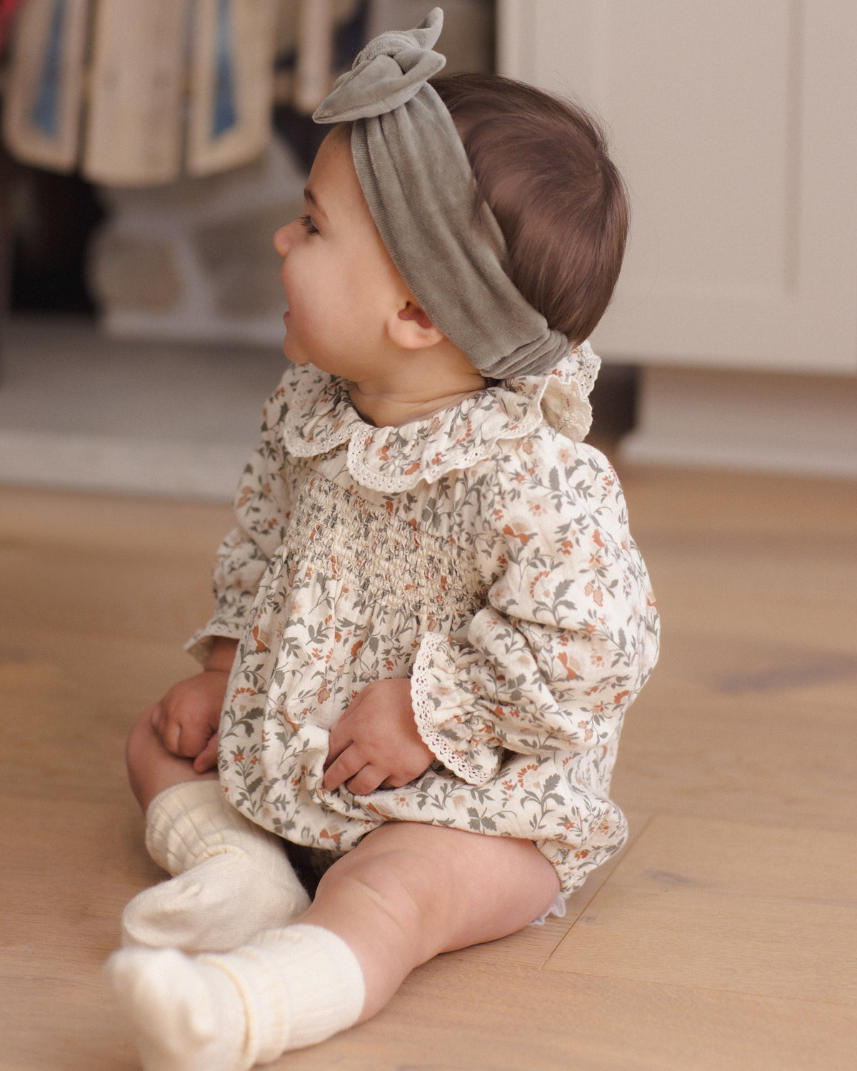 Velour Bow Headband - Spruce