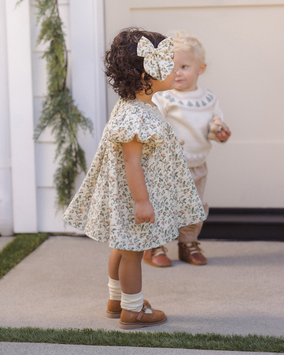 Carina Dress - Holiday Floral, Natural