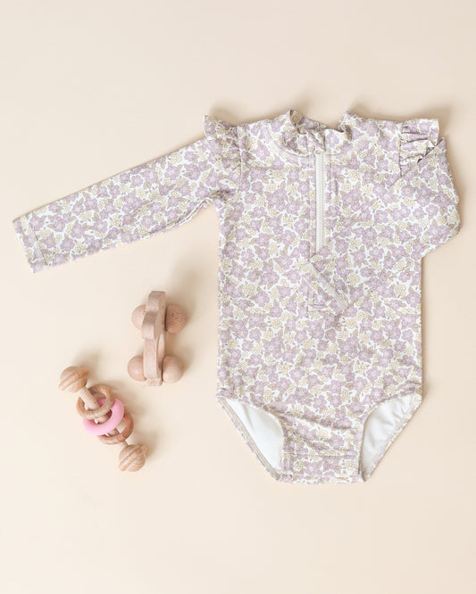 Byron Rashguard One-Piece || Purple Floral