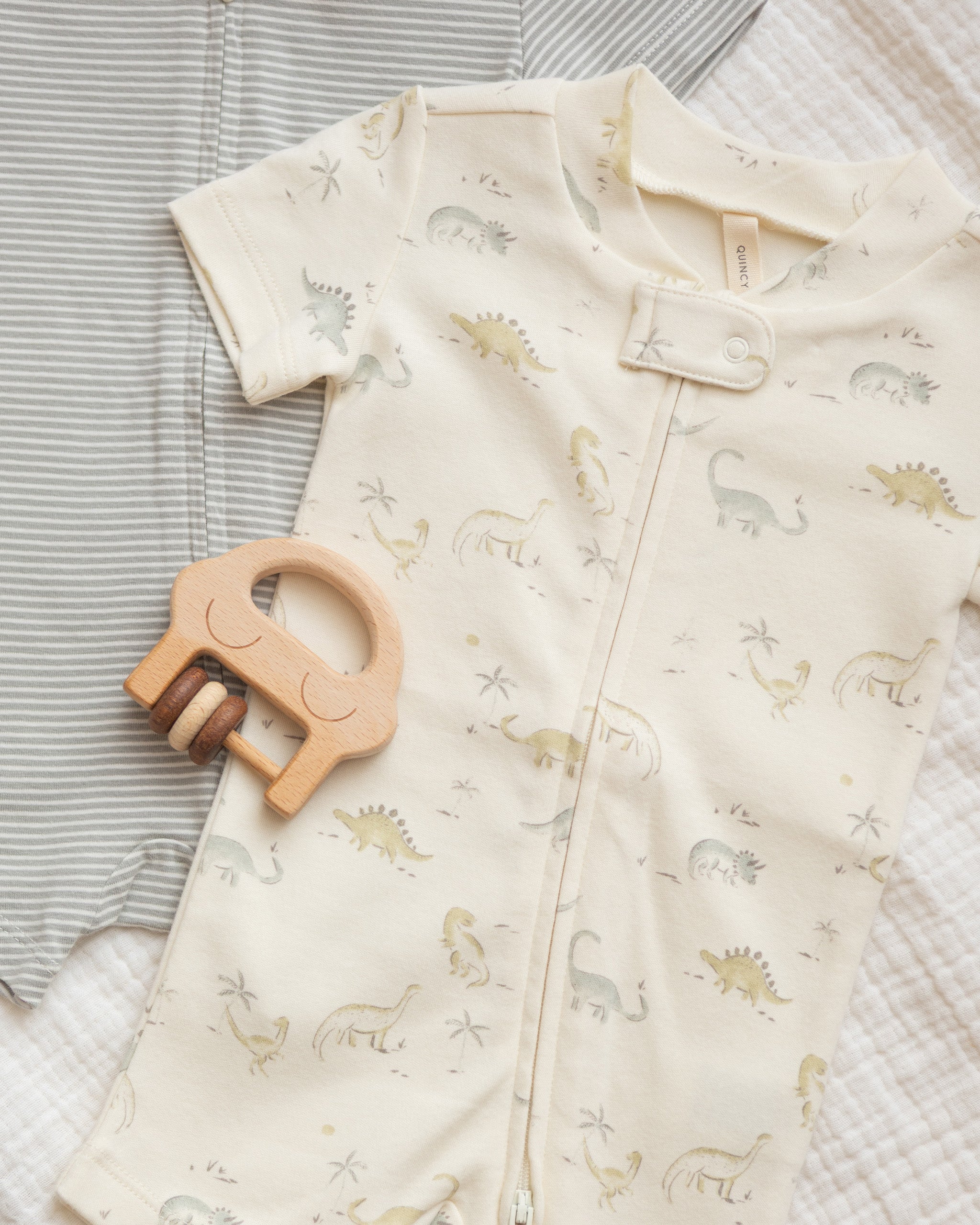 Zip Short Sleeve Sleeper || Dinosaur