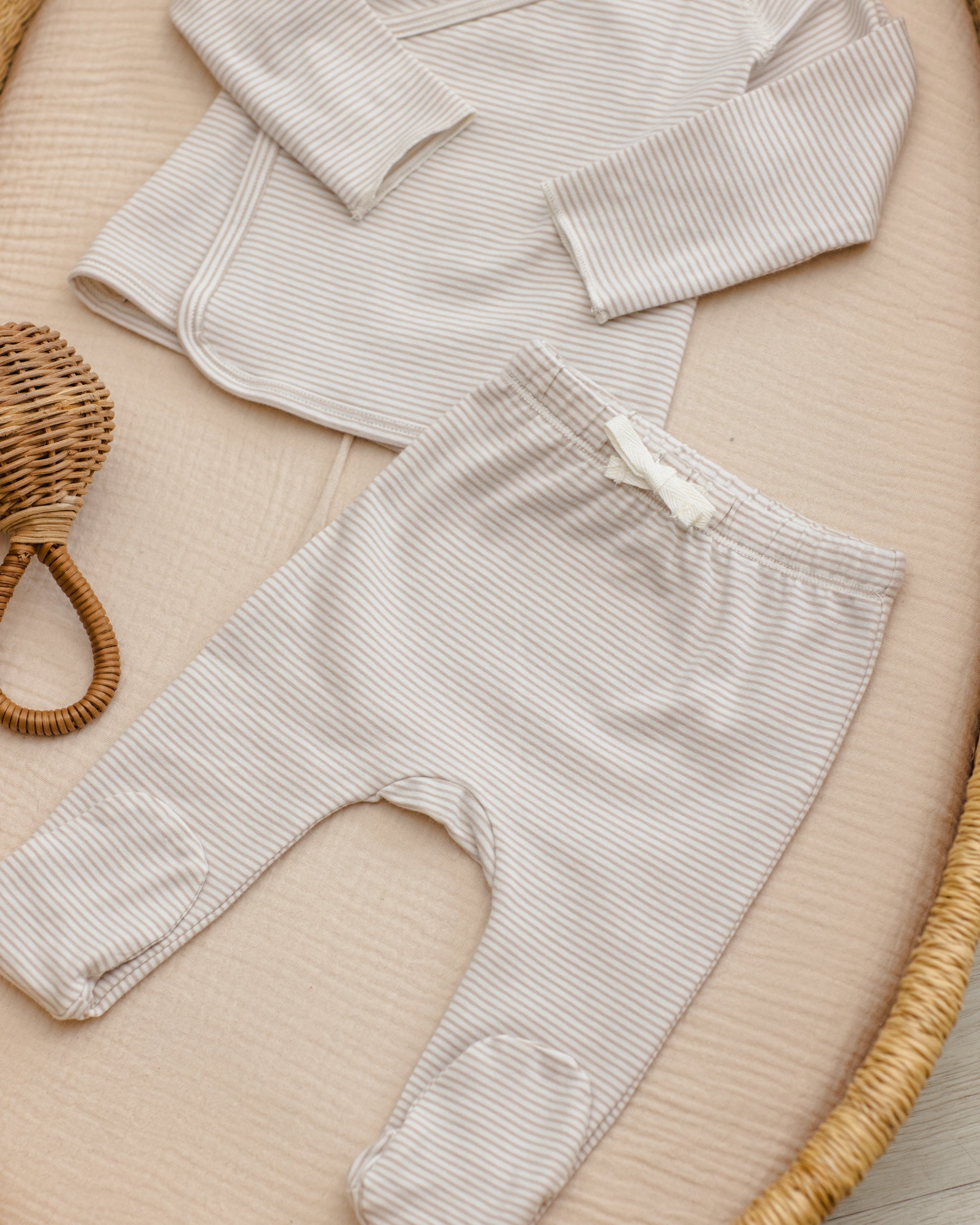 Wrap Top + Footed Pant Set || Sky