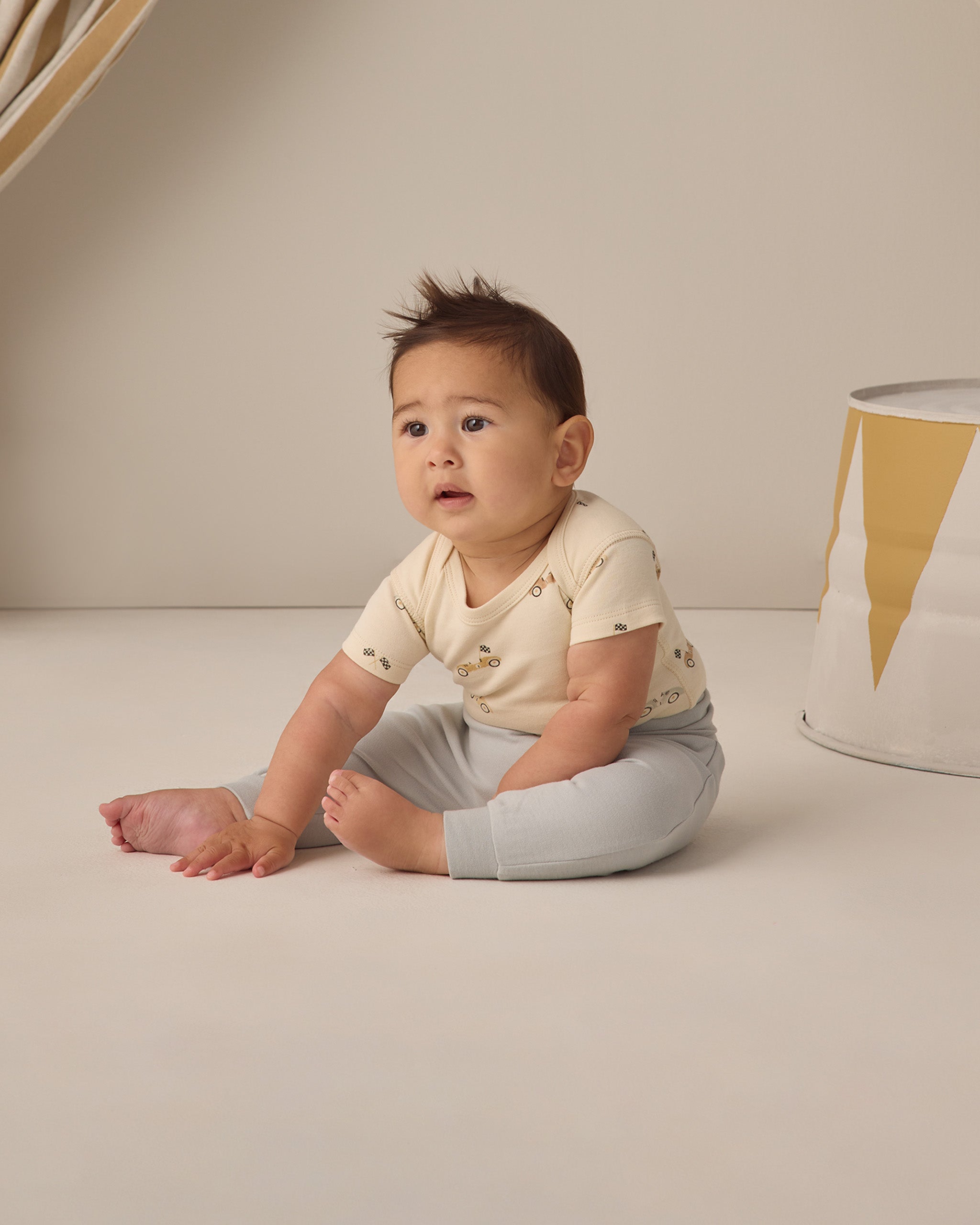 Short Sleeve Bodysuit Pack || Race Car Oat Micro Stripe