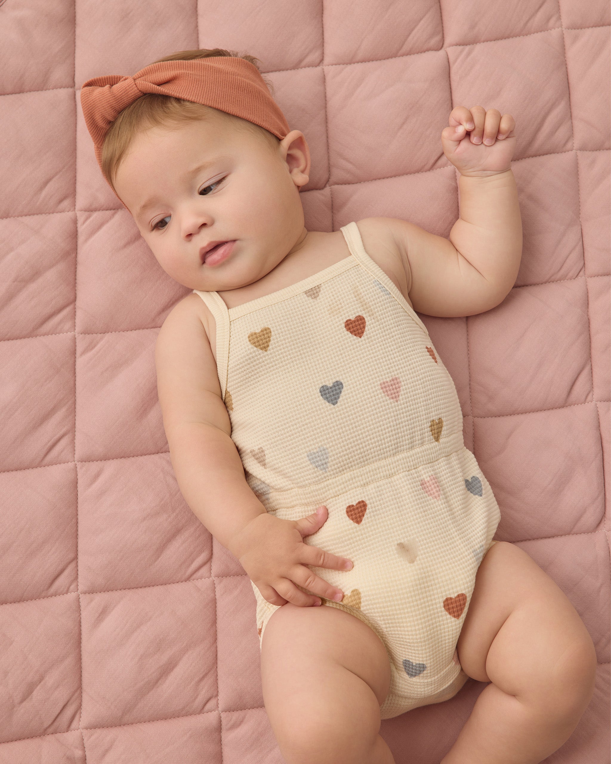Waffle Cinch Romper || Confetti Hearts