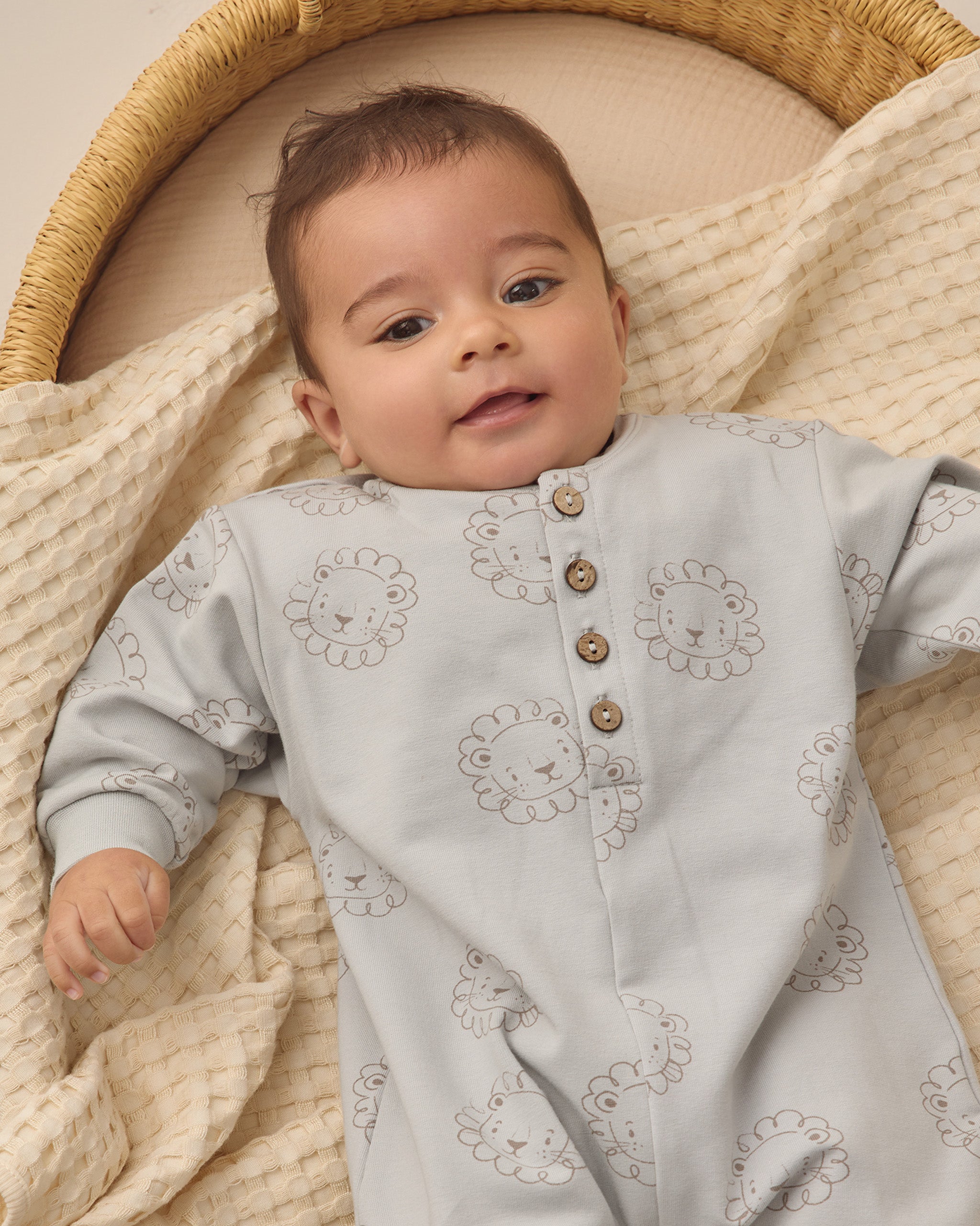 Relaxed Fleece Jumpsuit || Lions - Sky