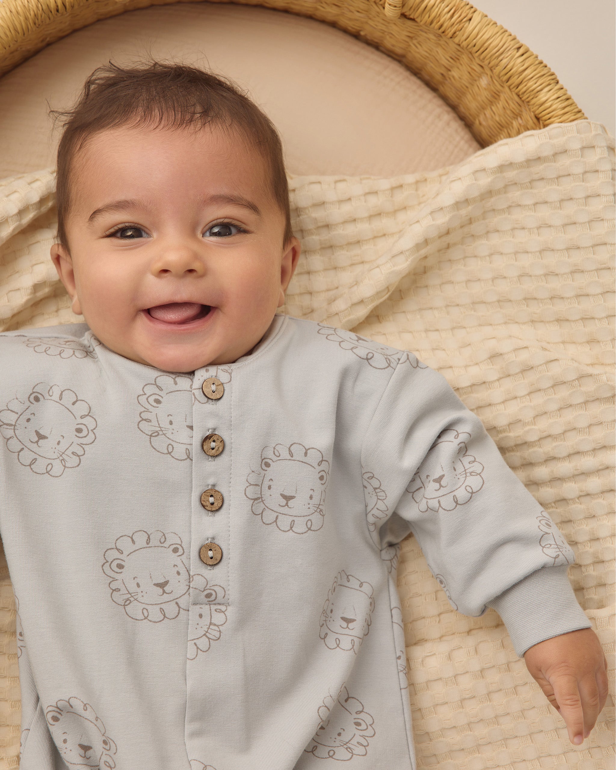 Relaxed Fleece Jumpsuit || Lions - Sky