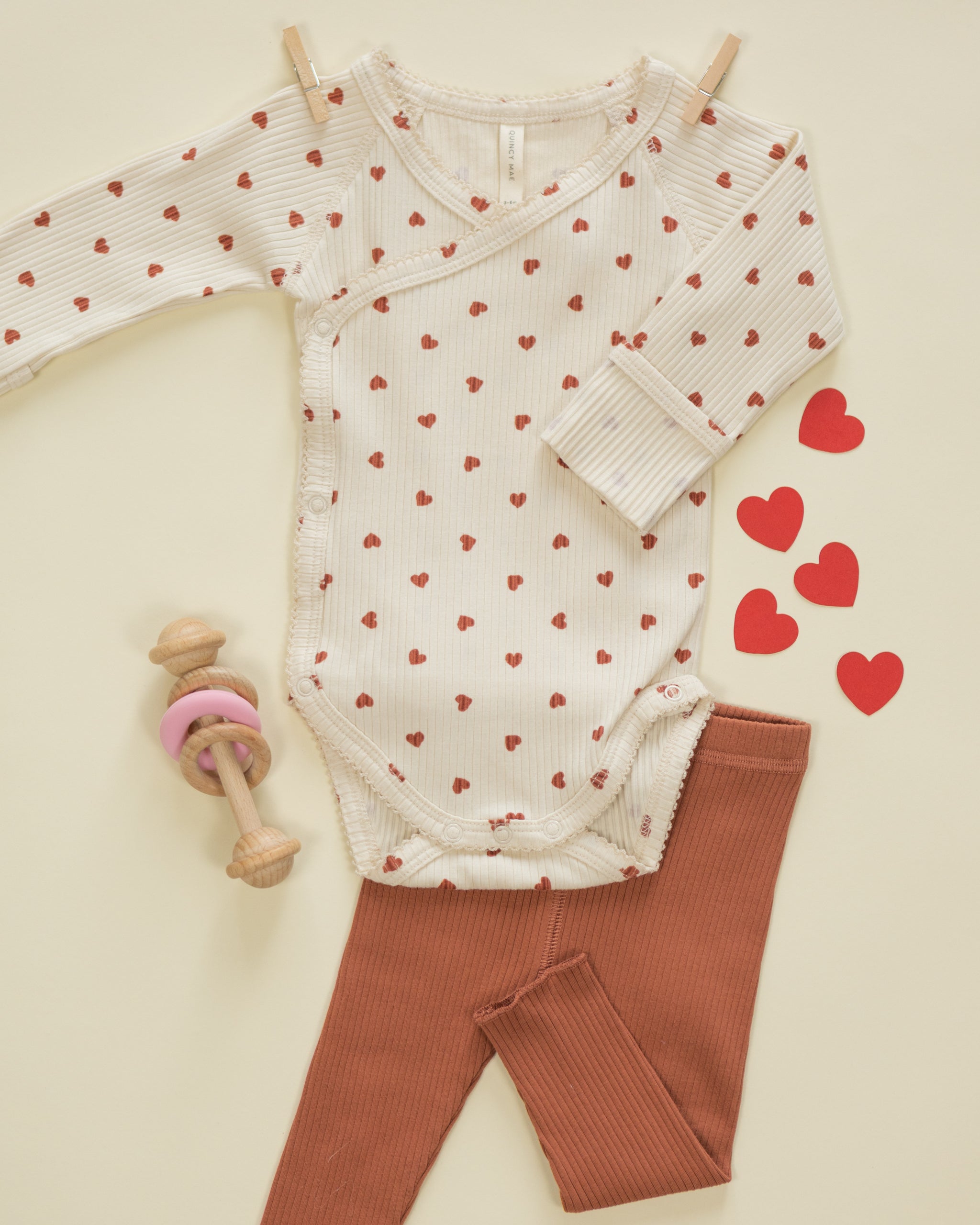 Side Snap Bodysuit || Red Hearts