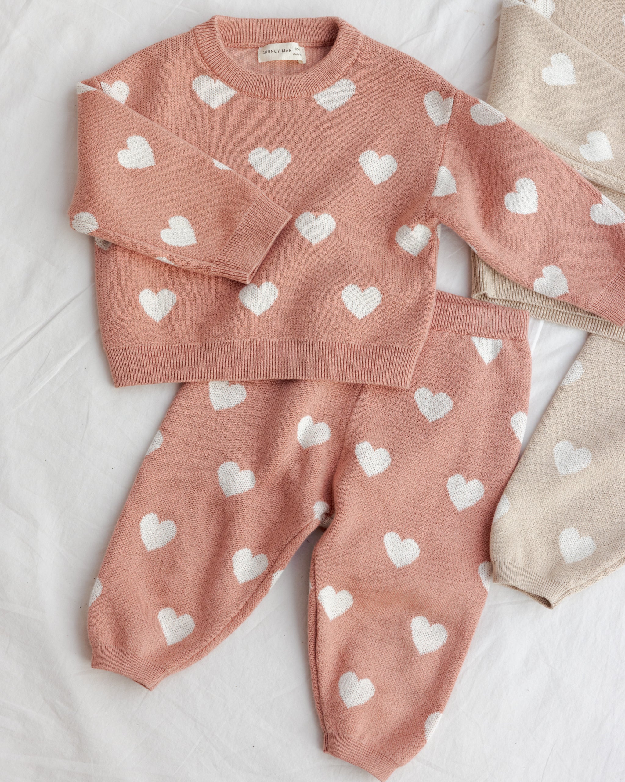 Heart Knit Pants || Pink
