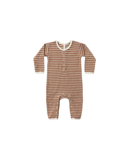 Ribbed Baby Jumpsuit || Cedar Micro Stripe