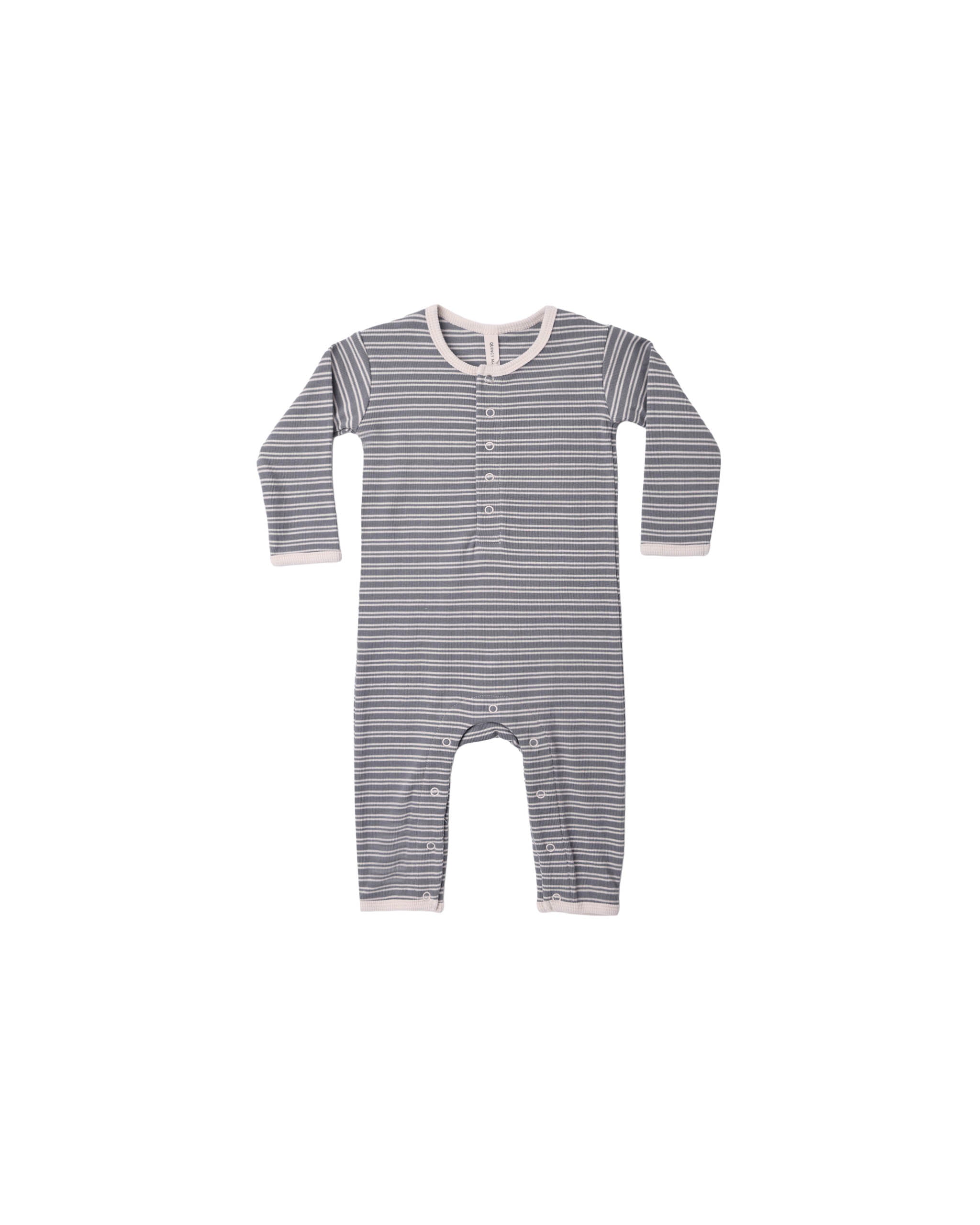 Ribbed Baby Jumpsuit - Slate Microstripe