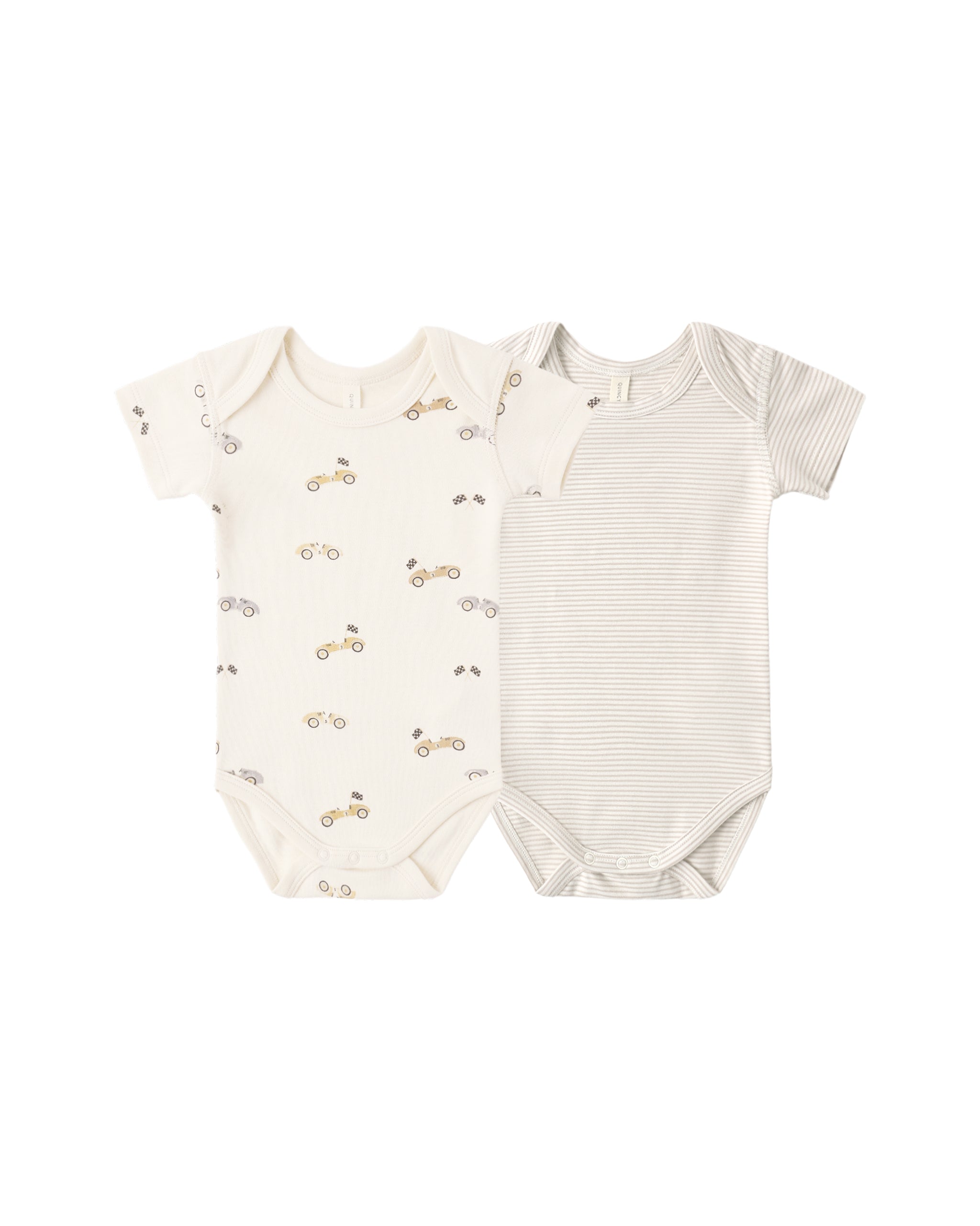 Short Sleeve Bodysuit Pack || Race Car Oat Micro Stripe