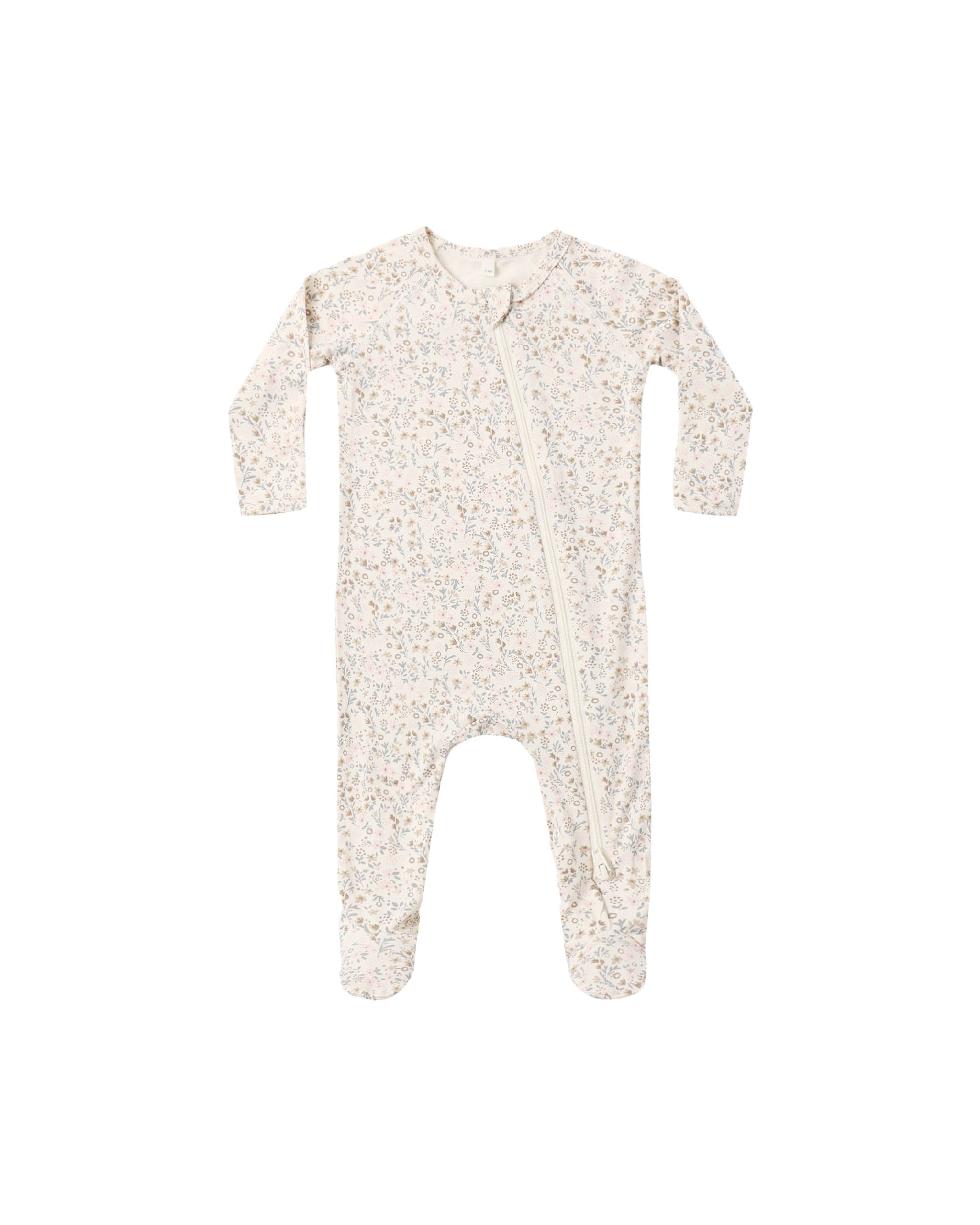 Bamboo Zip Footie Bloom - Natural