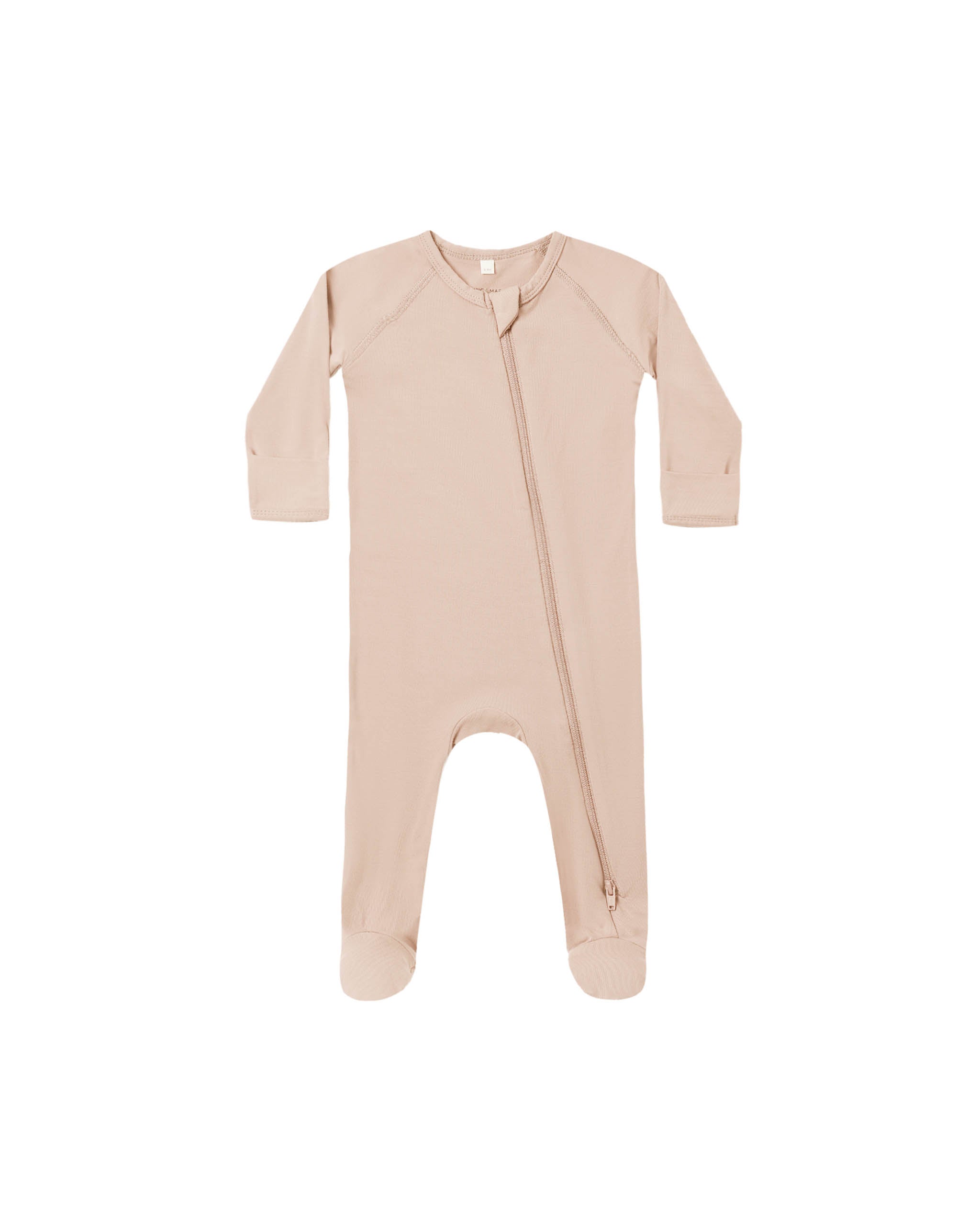 Bamboo Zip Footie - Dusty Rose