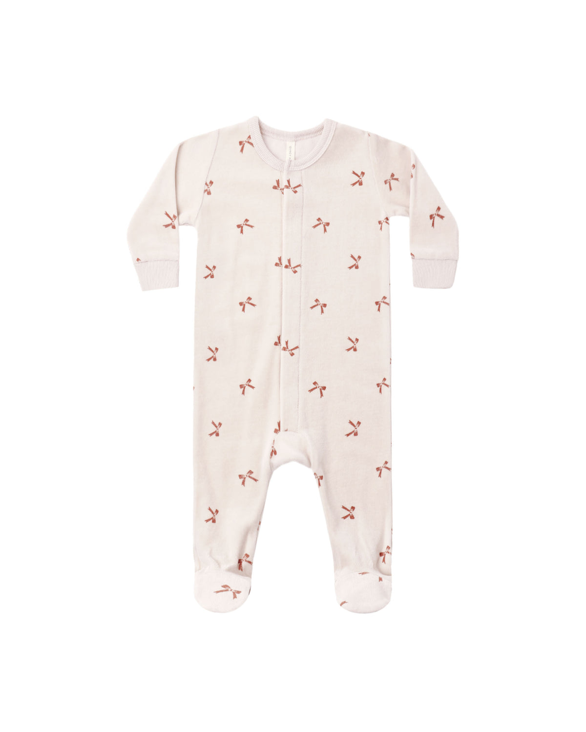Hidden Snap Footie - Red Bows, Rose Water