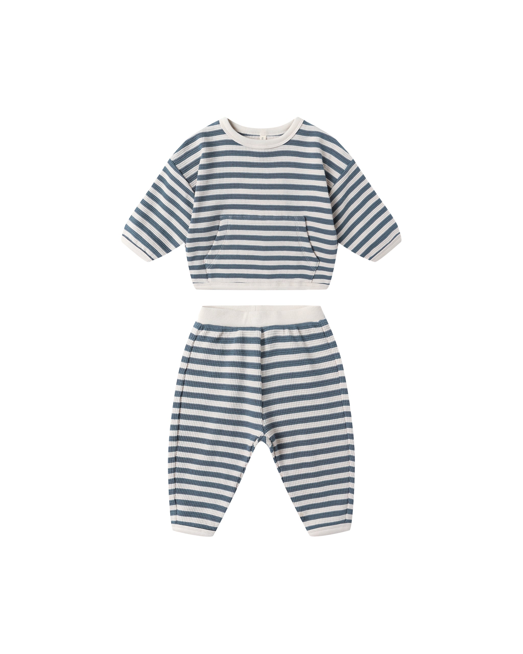Waffle Slouch Set || Ocean Stripe