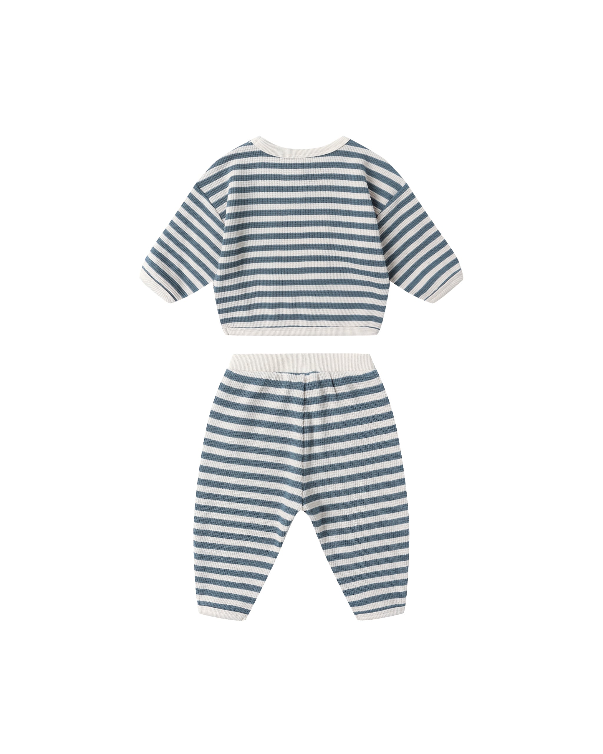 Waffle Slouch Set || Ocean Stripe