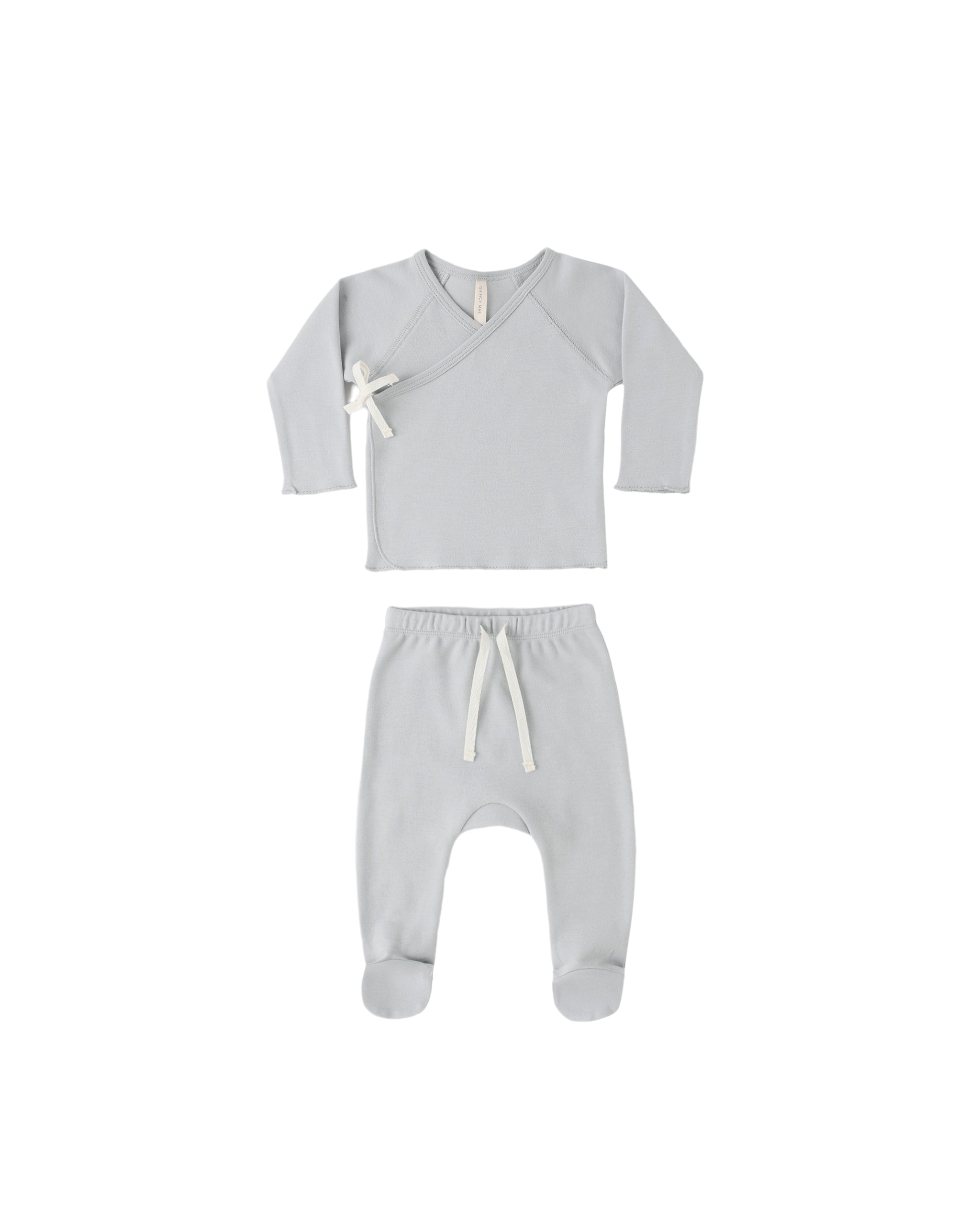 Wrap Top + Footed Pant Set || Sky