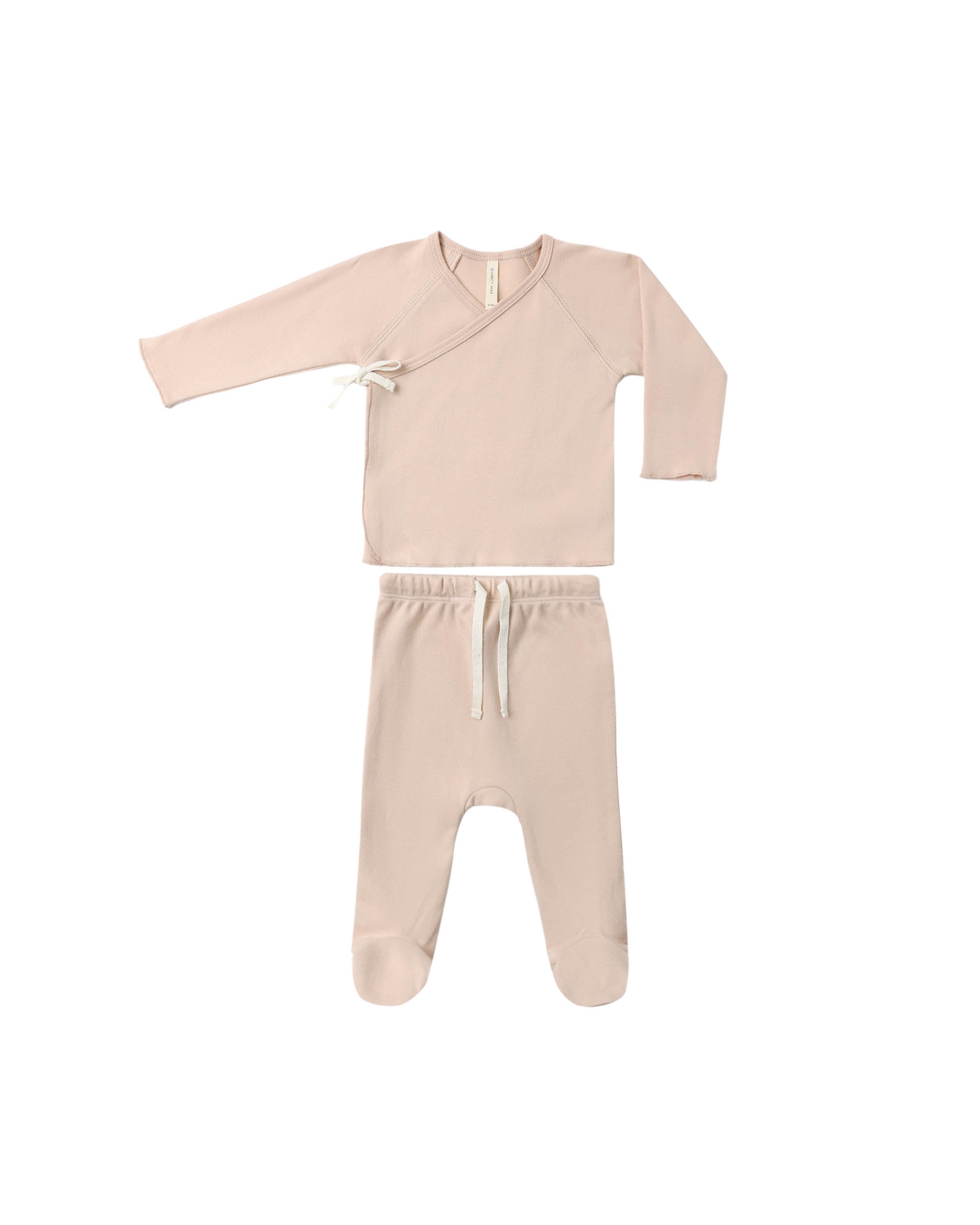 Wrap Top + Footed Pant Set - Dusty Rose
