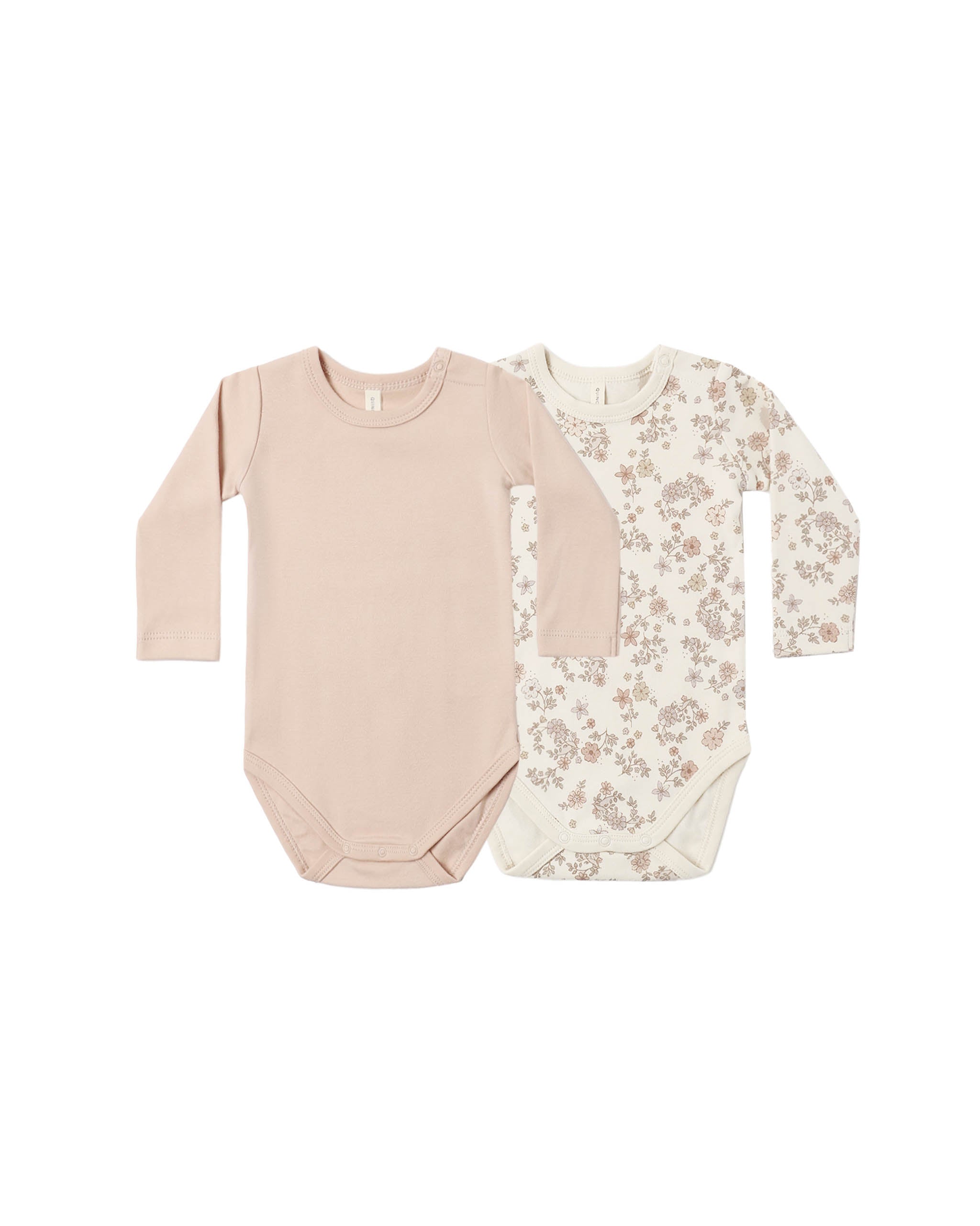 Jersey Bodysuit, 2 Pack Floral Vine - Dusty Rose