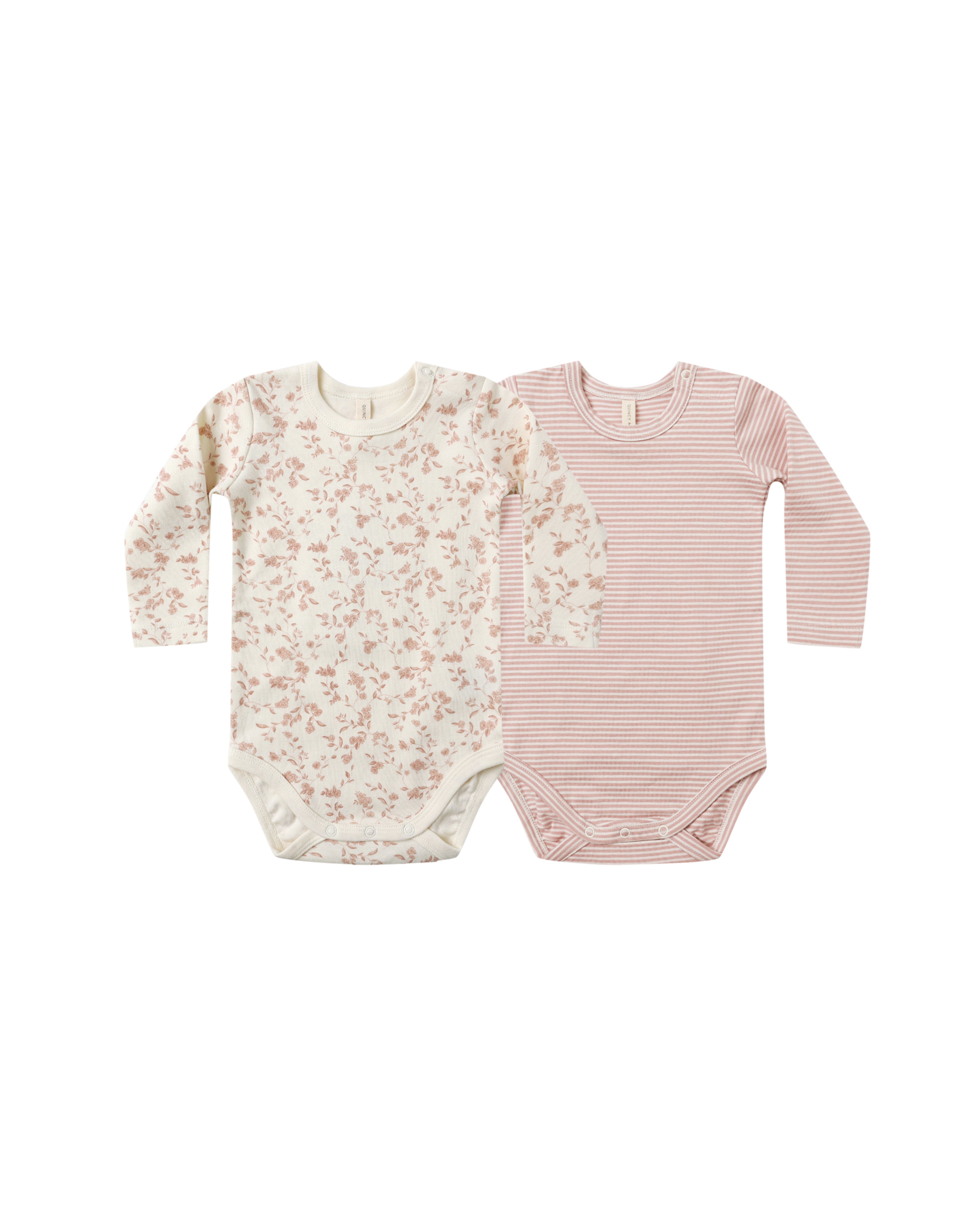 Jersey Bodysuit, 2 Pack || French Garden, Rose Micro Stripe