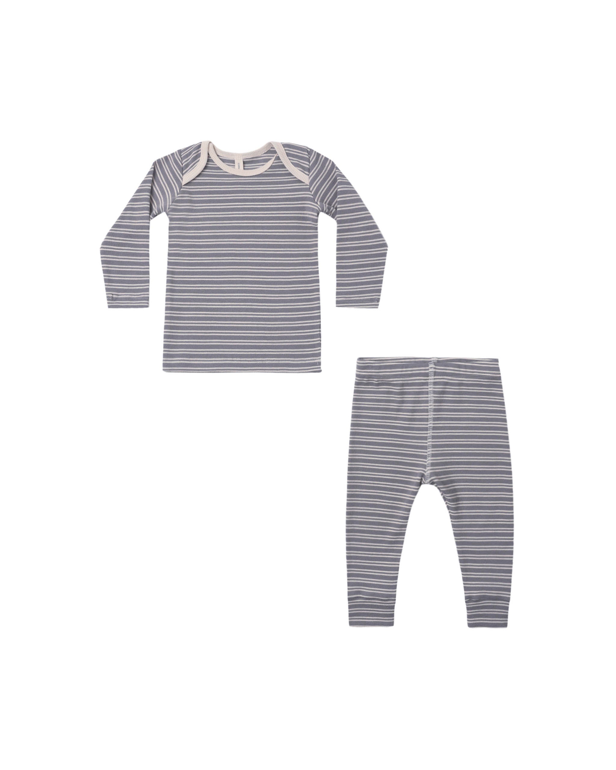 Ribbed Tee + Legging Set - Slate Microstripe