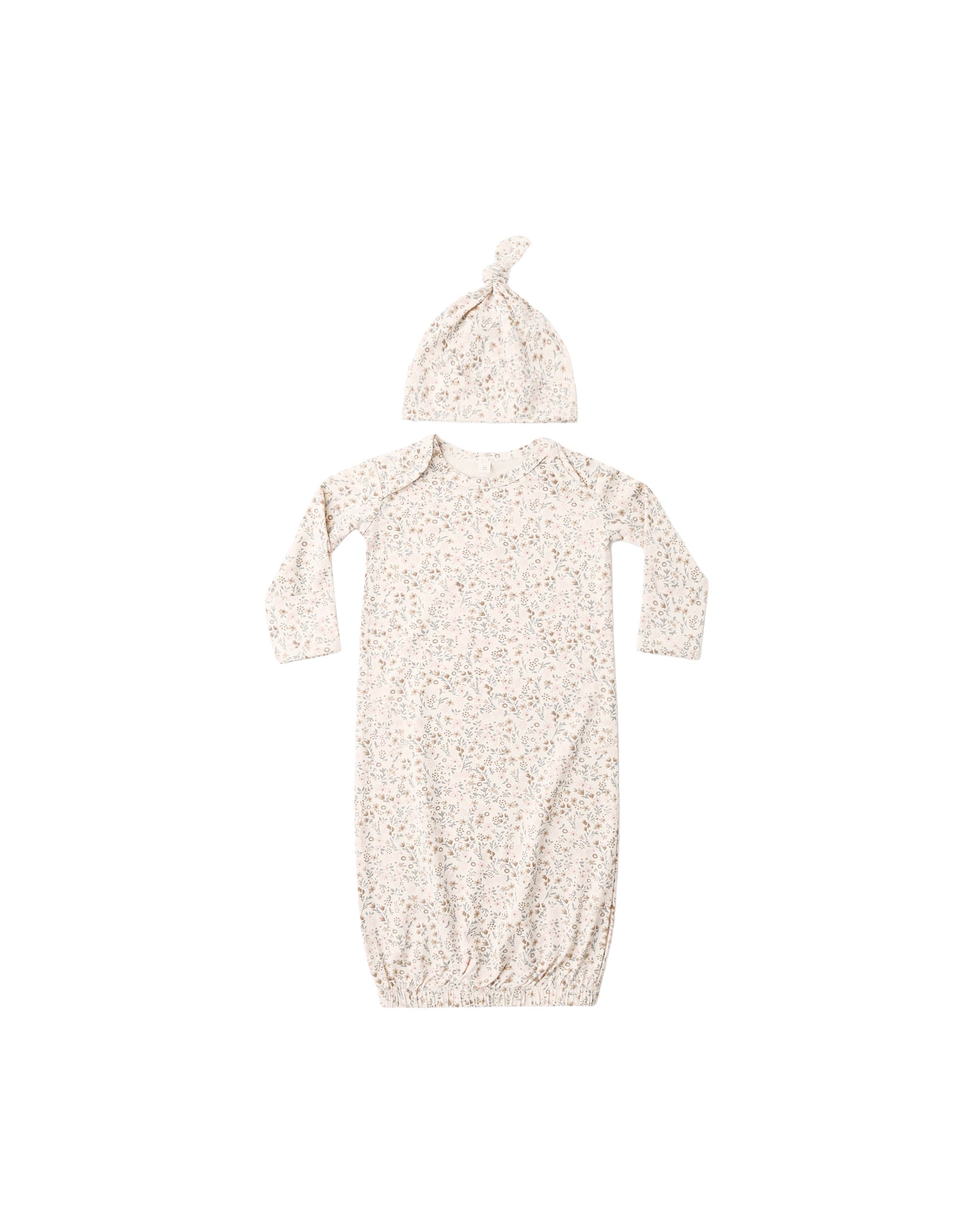 Bamboo Baby Gown + Hat Set Bloom - Natural